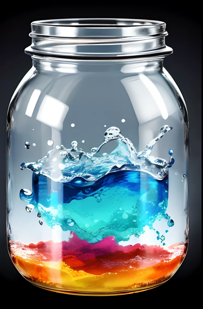 Mukticolored water in jar