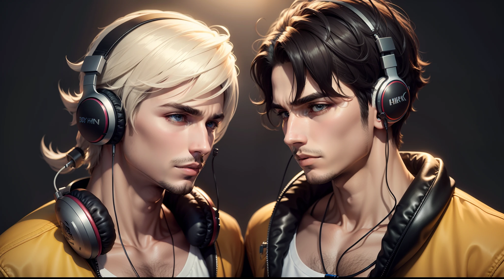 dois homens com headphones 8k