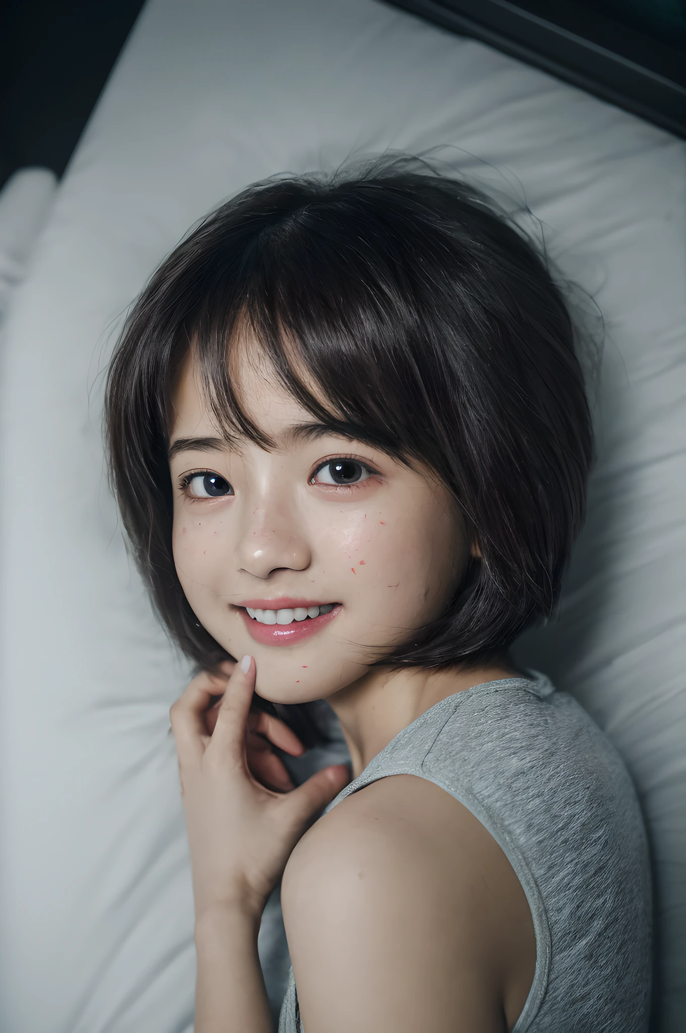 (bird's-eye view,upper body close-up,mood before sex,in dimly lit room,hands on cheeks,:1.6)(Lie on your back,on bed,childish underwear,:1.6)(embarrassed smile:1.4)
BREAK,(Unprecedentedly beautiful loli girl,student,cute,eye bags,pretty,short hair,short stature,:1.2)black eyes,
BREAK,(condom next to face,obscene lighting,night time period,moonlight shining through the window:1.4)
(moving masterpiece,best quality:1.3),(ultra high res:1.37),(realistic, RAW photo-realistic,:1.37),(8k,High detail color photo,:1.2),(Realistic Liquid Expression:1.2)(3dmm style,3d,realistic, high-quality, 3D realistic works,:1.1)
(Ultra-Detailed Skin Texture,Ultra-detailed hair texture, Ultra-detailed face,Ultra-realistic detailed eye,shiny skin,Detailed and accurate pubic,sexual feeling,:1.3)(Professional Lighting,Natural lighting:0.8)