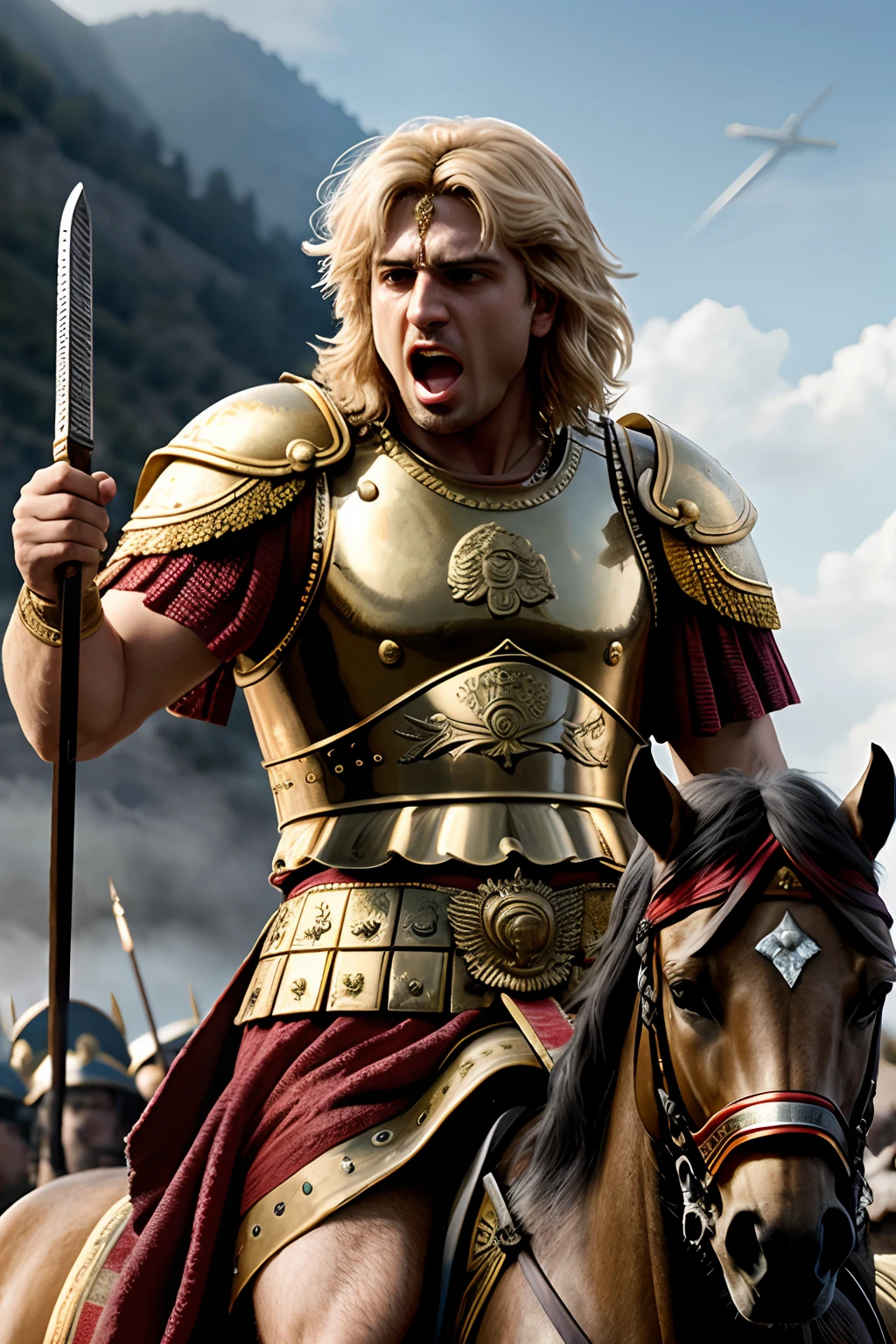 Alexander the Great,empire stretching,Macedonian military genius,Warrior, fighter, blood in battle, screaming, sword power
hotorealistic, cinematic, photorealism, ultra detailed, hyperrealist, 8k