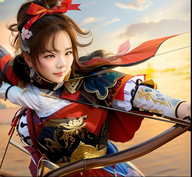 Close up portrait of woman with bow and bow, Yangtze