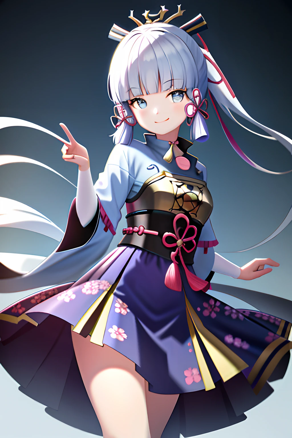 masterpiece, highres, best quality, 1girl solo, kamisato_ayaka, smile, kimono