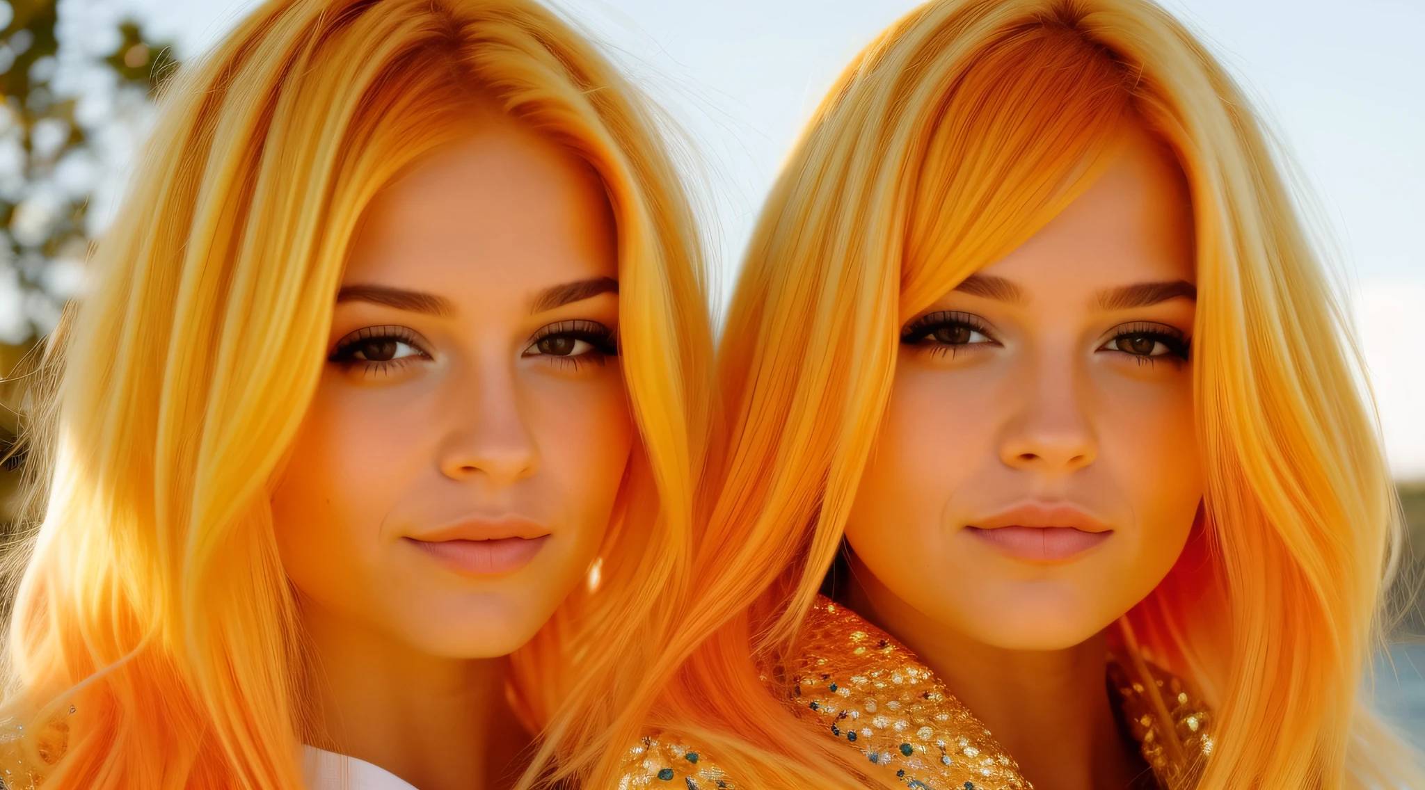 A closeup of a child with yellow hair and a white top, cabelo de fogo, cabelos flamejantes, cabelo feito de fogo, cabelo como fogo, her hair is made out of fire, her hair is on fire, cabelo laranja brilhante, projeto da menina chifres exuberantes, cabelo louco, cabelos eletrificados, cabelo de cenoura, longos cabelos loiros flamejantes, cabelo funky, orange hair