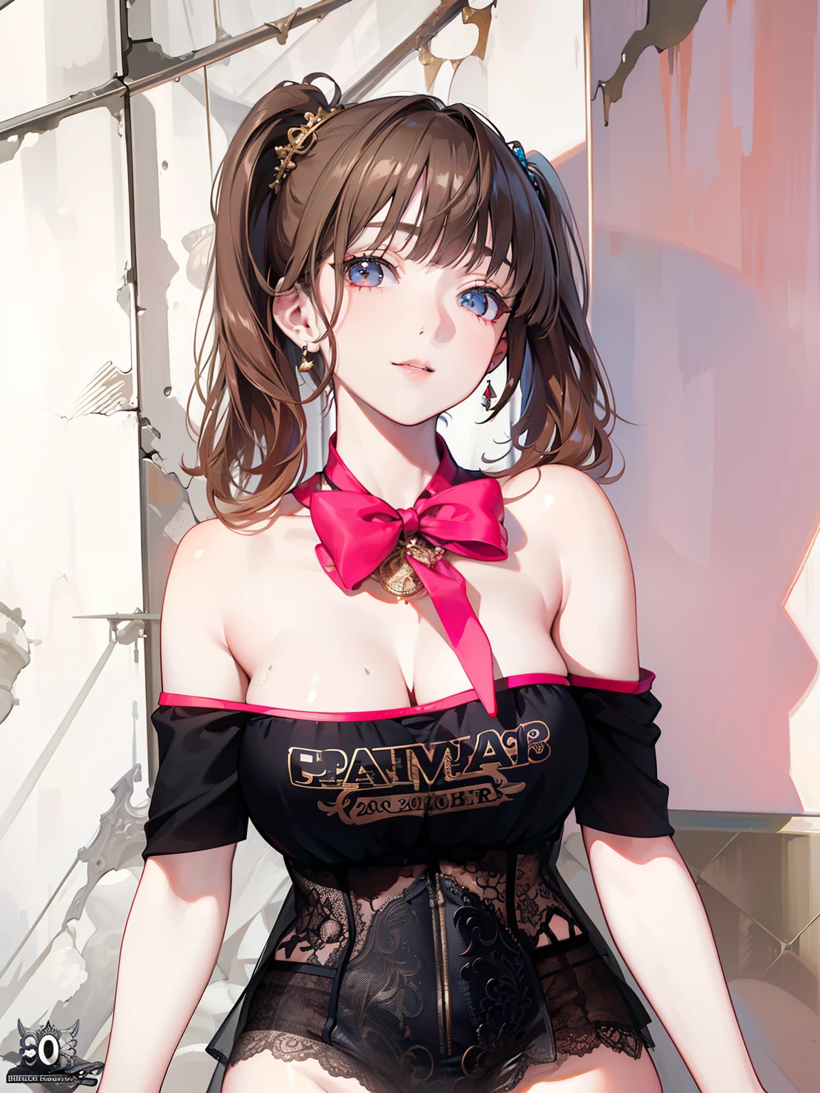 (8k, RAW Photo, Best Quality, Masterpiece:1.2), Ultra Detail, Super Resolution, (Realistic, Realistic Photo:1.37), Portrait, High Detail RAW Color Photo, Professional Photo, Extremely Detailed and Beautiful, Extremely detailed, 8k wallpaper, amazing and detailed, huge file size, official art, highly detailed CG unity 8k wallpaper, highly detailed beautiful girl, highly detailed face, highly detailed eyes, highly detailed skin, highly detailed fingers, highly detailed nose, very detailed detailed mouth , perfect anatomy, highly detailed background, highly detailed clothes, 1girl, (20:1.2), 20s, cute girl, realistic body, petite, fair skin, glowing skin , slim body, handsome body, black hair , short hair, (blunt bangs:1.2), smile, cute, youthful, cute face, realistic face, delicate eyes, drooping eyes, lingerie, see-through, earrings, looking at viewer, facing front, standing posture, Contraposto, dynamic lighting, very large breasts,