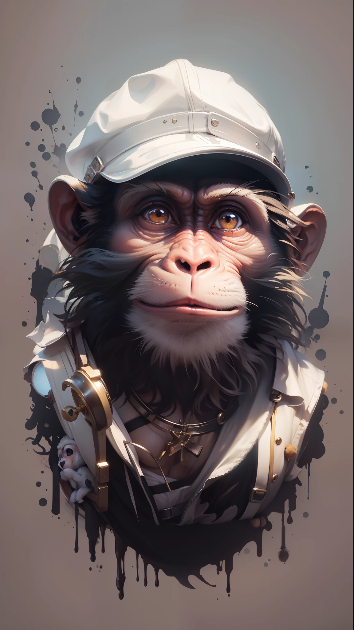monkey with a white hat
