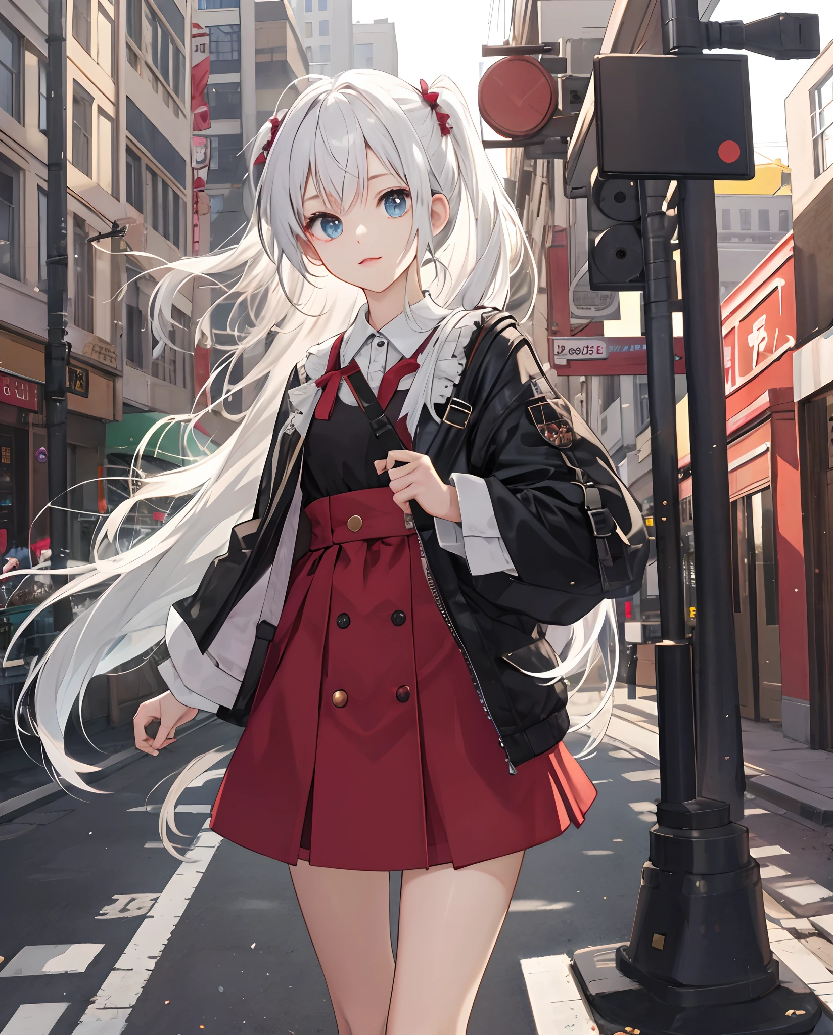 She was on a busy street,Late afternoon,She looked at me,She is so cute,Although she is a white-haired loli,But a goddess in my heart