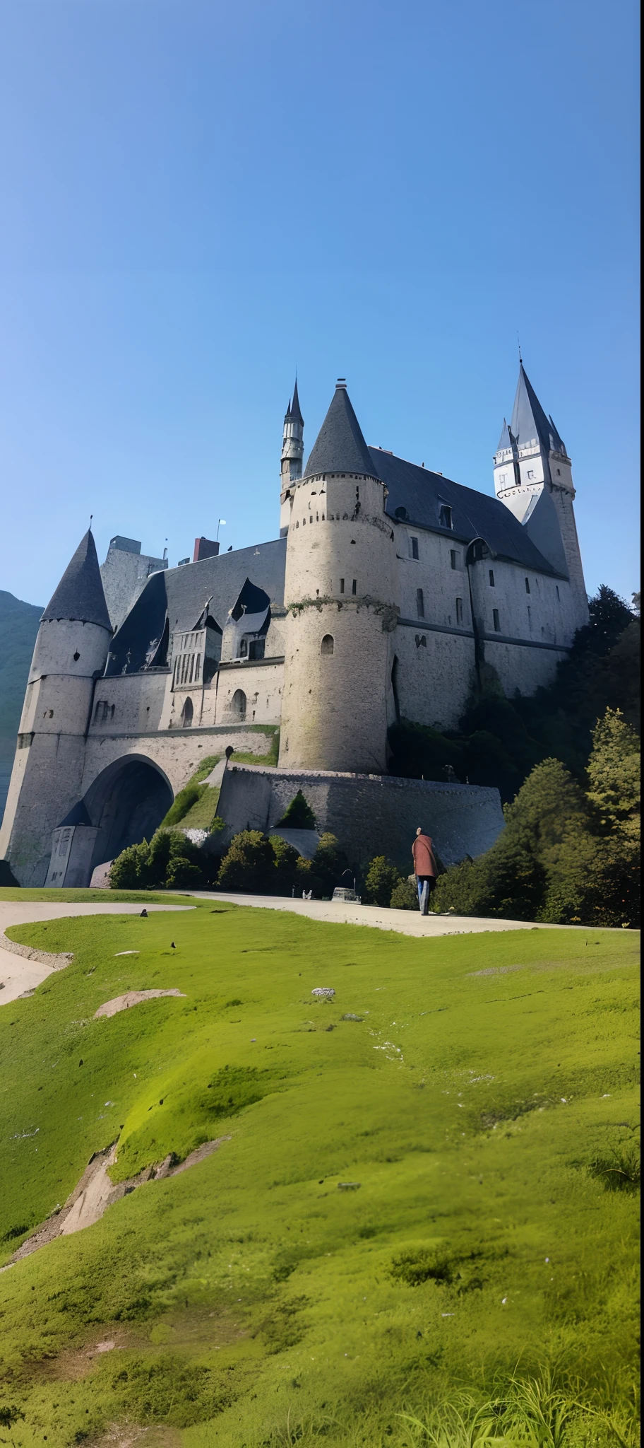 there is a large castle with a tower on top of it, a medieval castle, walking in a castle, old castle, a medieval keep, medieval castle, castle on the background, castle in background, the castle, located in a castle, castle in the background, transylvanian castle, gothic castle in background, сastle on the rock