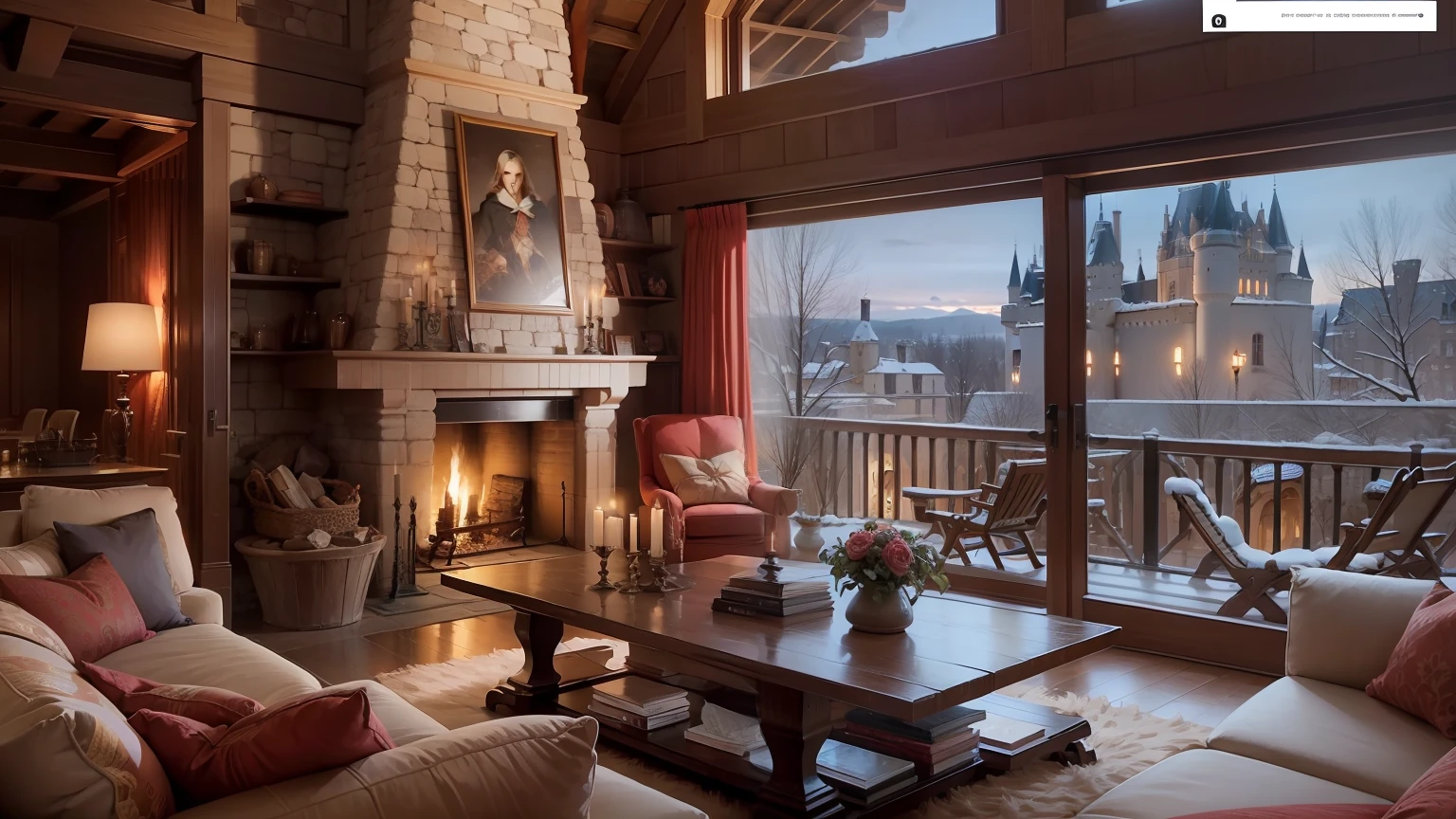 Fireplace Ambience with overlooking the Castle