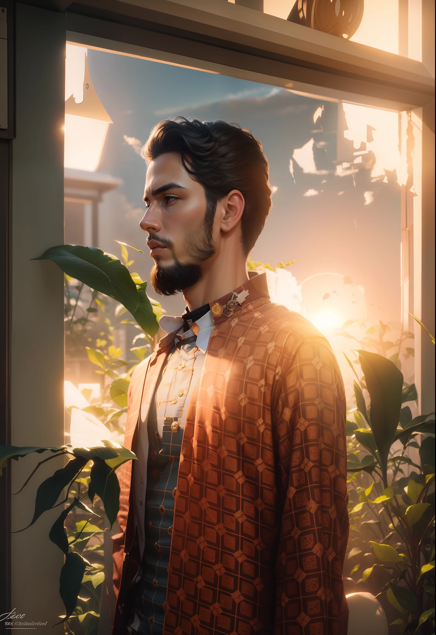 Change beckground to sunrise and realistic face