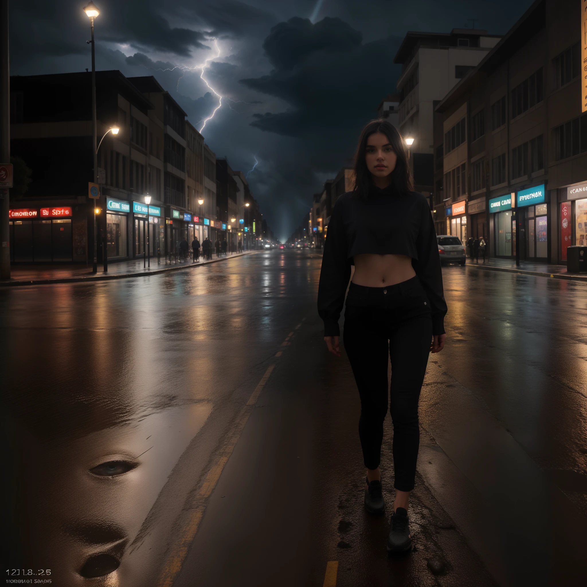 Full body photograph of a dark unknown powerful shadow non-human entity standing in the middle of a vacant city street while there is heavy rain and strong thunderstorm, photorealistic, stunning realistic photograph,highly detailed, intricately detailed, cinematic, Isometric, Centered,hyper realistic, cover photo, 12k, high definition, studio lighting, portrait, ultra high definition, centered, intricate artwork masterpiece, epic, highly detailed, vibrant, photo taken with Canon EOS 5D Mark IV, soft focus, bokeh