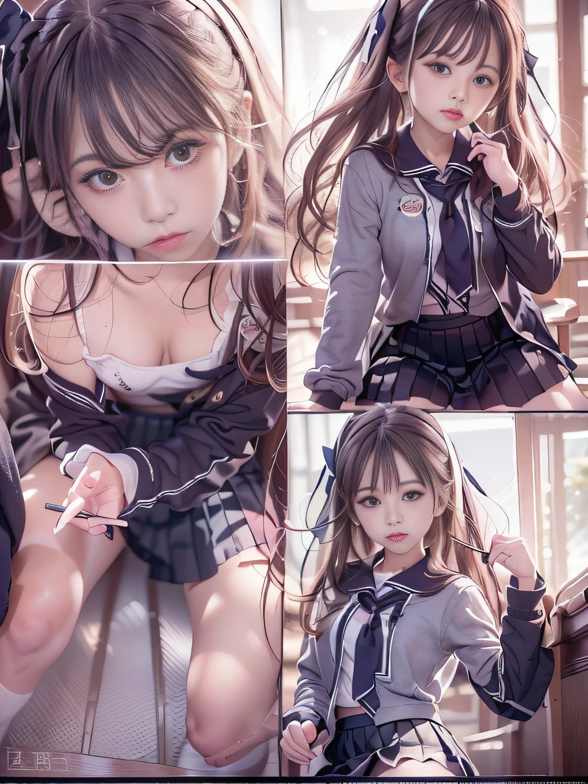 retinas, masutepiece, ccurate, Anatomically correct, Textured skin, Super Detail, high details, High quality, awardwinning, Best Quality, hight resolution, Close up of girl in 8k dress and shirt, loose coat collar sailor uniform, thin head,magical school student uniform, japanese girl school uniform, , Cute dress, katelynn mini cute style, dressed with long fluent clothes, School uniform, magic school uniform, black and white clothes, Stylish dress, school girl in gothic dress, Black Quick, Elegant clothes,((small tits,Thin leg,skinny thigh)),slim figure,extremely detailed eye and face、beatiful detailed eyes,Beautiful skins,finely detail、Very smooth hair,detailed hairs,Very fine hairs,Young shiny hair,(Knee-length skirt:1.7),((skirt rift:1.6)),1girl in,small tits,Thin leg,独奏,Wearing underwear,Smaller face,realistic facial expression,(Face to feel:1.6),Enchanted,Nasty look,(o-face:1.4),Functional,milky skin,Soft lips,Raw photo,Expression in love,Shyness,Longing for love,Sex appeal in girls,The smell of sex appeal,Color makeup,Lowered eyebrows、Whitening effect,Soft lighting,Backgrounds suitable for students,