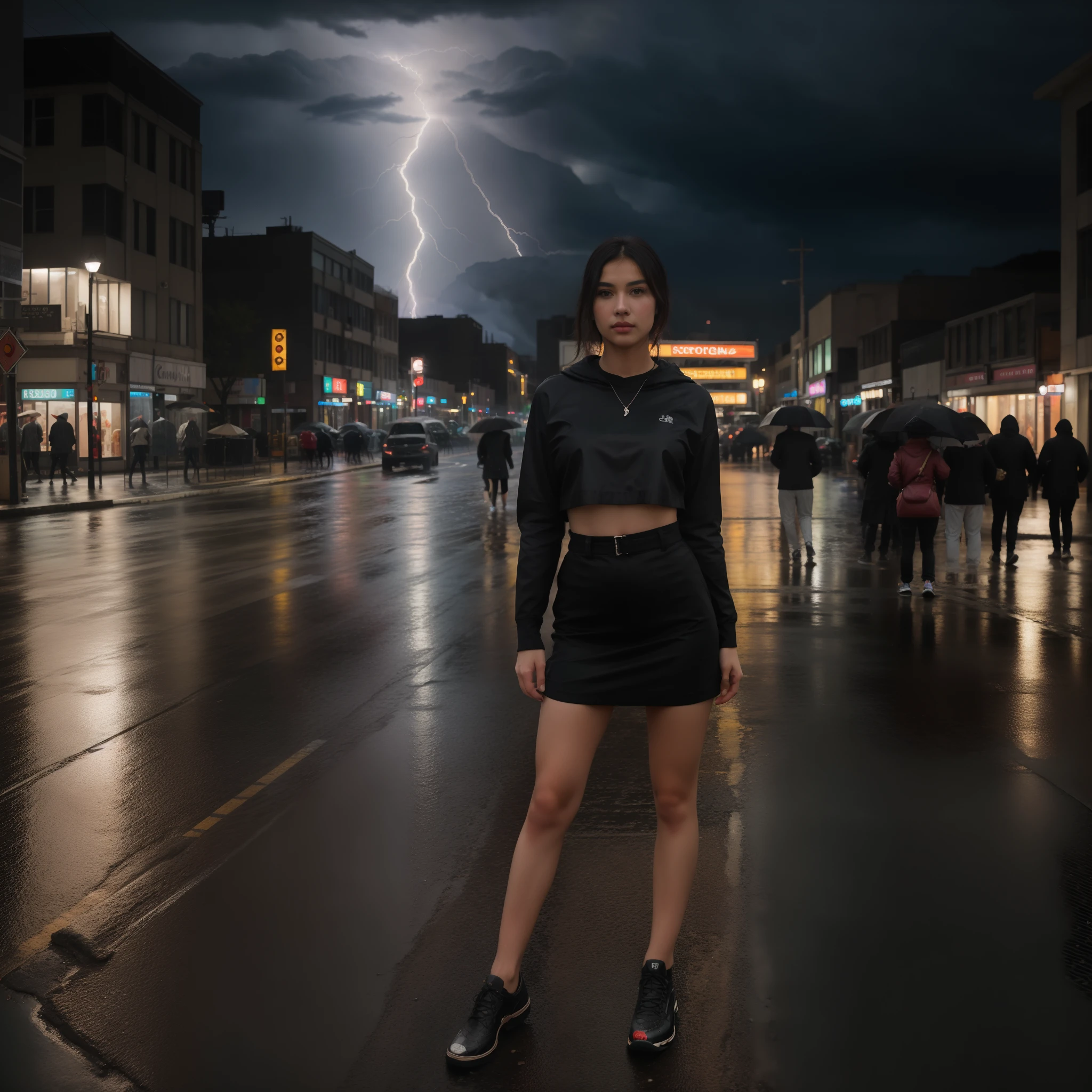 Full body photograph of a dark unknown powerful shadow non-human entity standing in the middle of a vacant city street while there is heavy rain and strong thunderstorm, photorealistic, stunning realistic photograph,highly detailed, intricately detailed, cinematic, Isometric, Centered,hyper realistic, cover photo, 12k, high definition, studio lighting, portrait, ultra high definition, centered, intricate artwork masterpiece, epic, highly detailed, vibrant, photo taken with Canon EOS 5D Mark IV, soft focus, bokeh