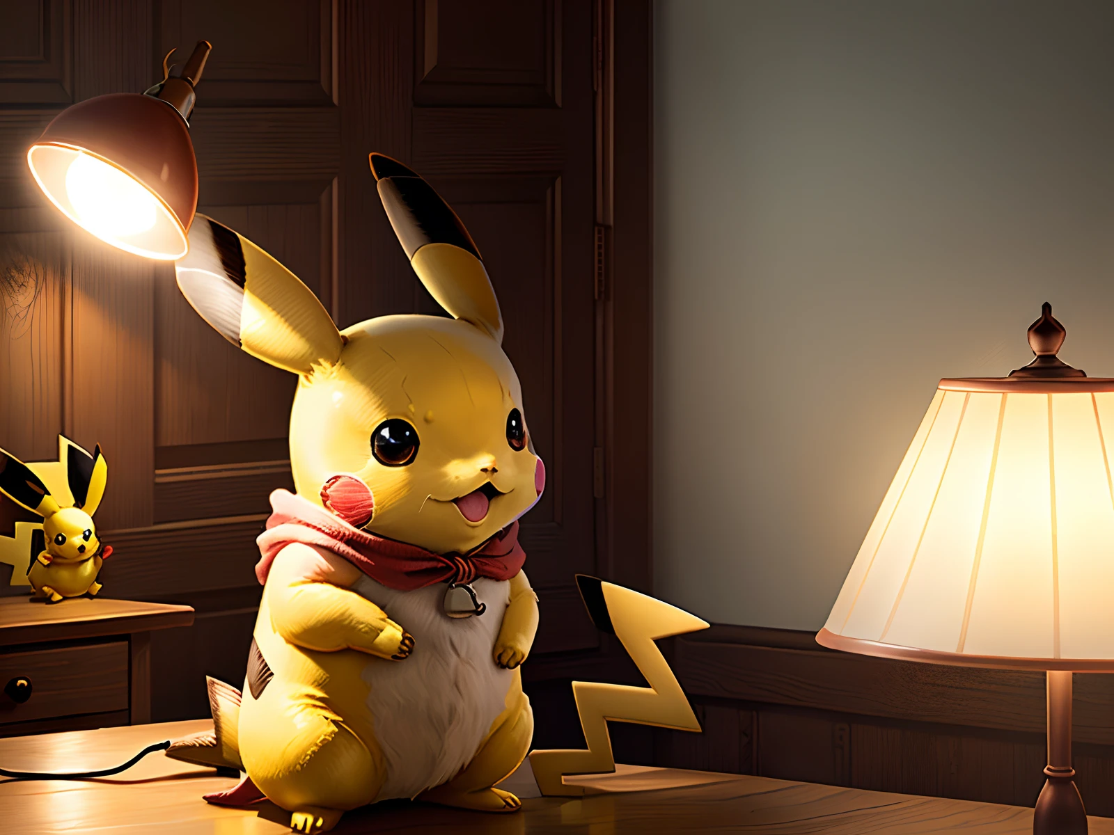 A Pikachu with a lamp