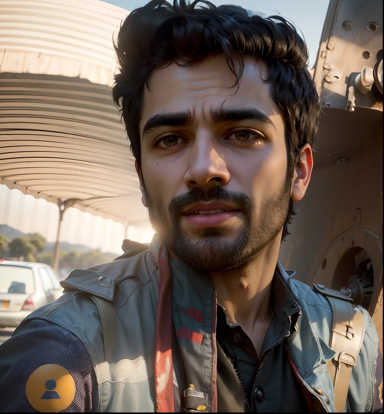 arafed man sitting on the ground next to a rusty car, neil blevin, cinematic lighting photography, detailed cinematic photography, shot on anamorphic lenses, still from a music video, aykut aydogdu, a portrait of rahul kohli, color photograph portrait 4k, shabab alizadeh, anamorphic cinematography, blue jeans. unreal 5