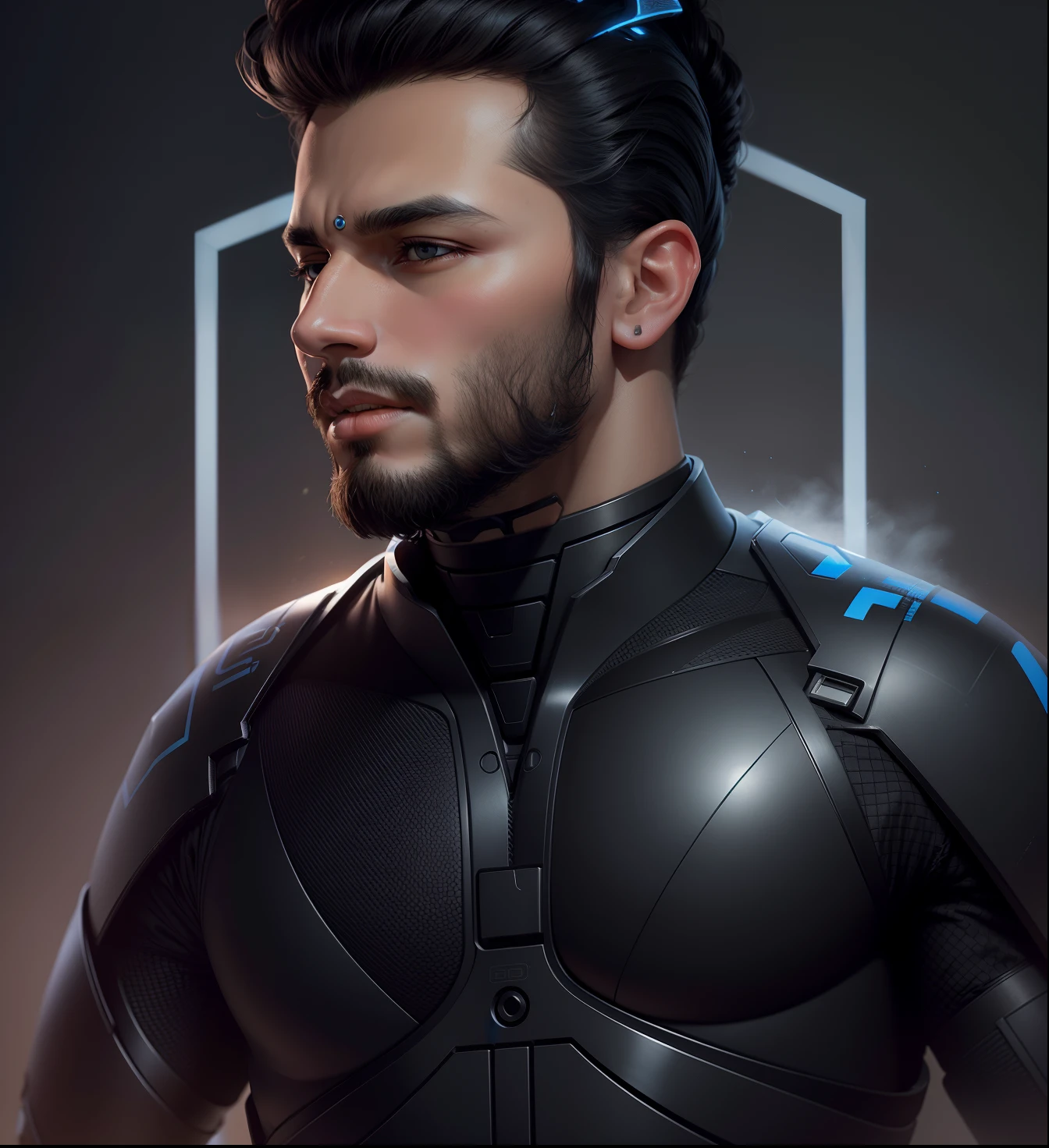 Please create new ai avatar look in best way with and add background and have technology look