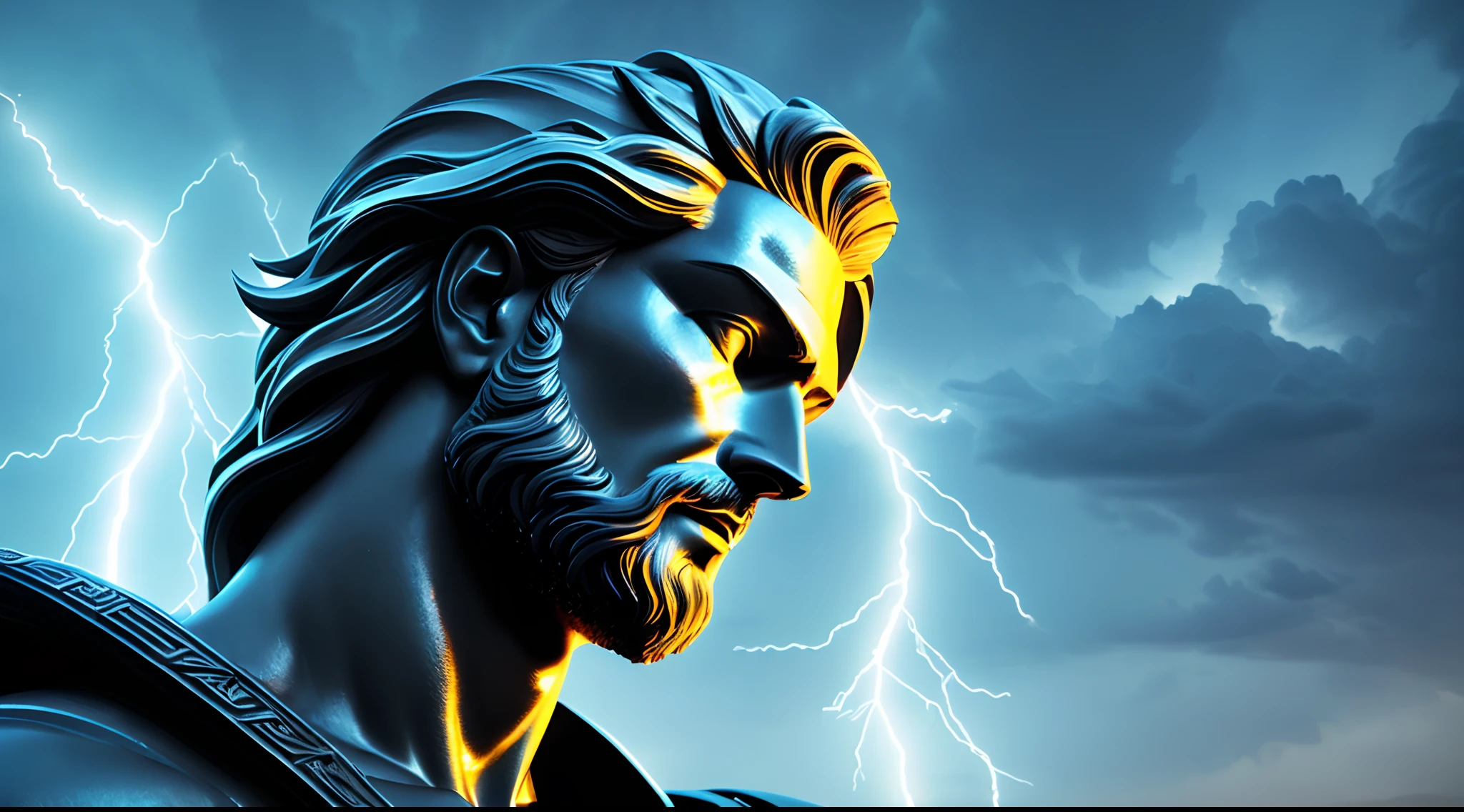 (neon lightning around the head:1.1), monument, (close-up of the head), epic scene of zeus, lightning, sharp focus, fantasy, concept art, dynamic lighting, epic composition, Michelangelo style,
