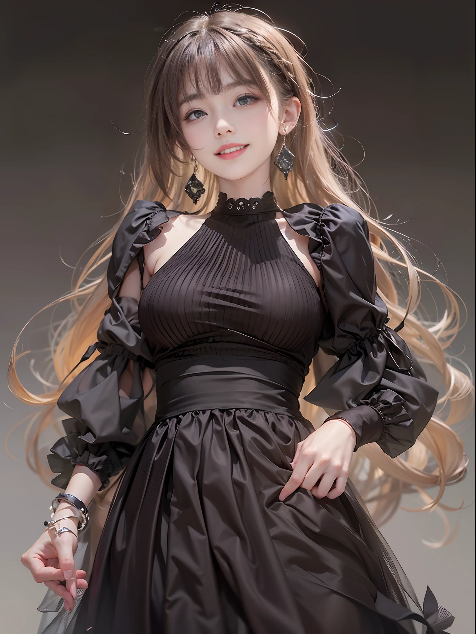 (realisitic、Photorealsitic:1.37)、(​masterpiece)、(top-quality:1.4)、(超A high resolution:1.2)、(Raw photography:1.2)、(foco nítido:1.3)、(Face Focus:1.2)、elegent、top grade、(full body Esbian:1.2)、(1girl in:1.3)、extemely cute and beautiful、(cleavage cutout gothic silk dress:1.3)、Inner Mini Long Skirt、(sexymodel)、(20yr old:1.1)、(Light grin smile:1.3)、(Glossy brown shorthair:1.3)、 [Bun Hairstyles]、 BREAK、(Colossal tits:1.15)、 landscapes、(Detailed Times Square Garden Midnight Street Background:1.2)、bangss、beatiful detailed eyes、looking at the viewers、Facing the audience、(extemely cute and beautiful)、(without makeup)、Clean face、heav breathing、perfect anatomia、perfectly proportions、detailed human body、mid night、image in center、symmetry、Pose Seductive、depth of fields、Detailed clothing、Frame the head、