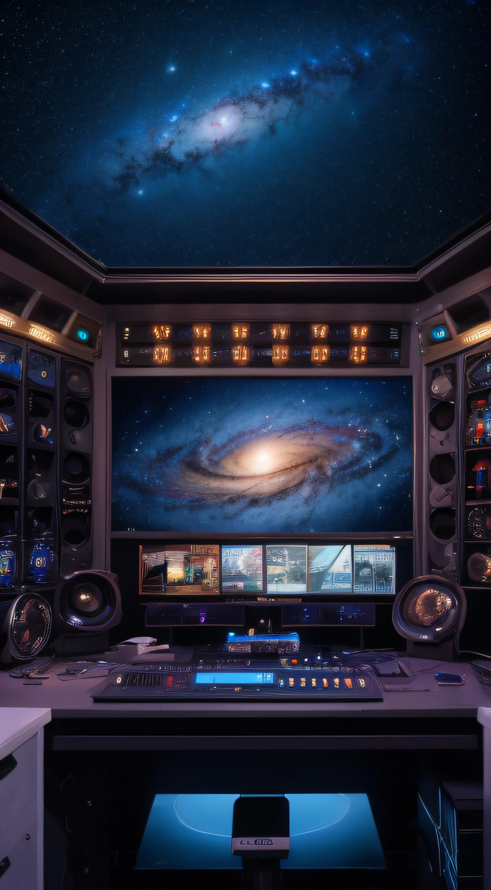 make a studio with the theme of the universe 8k
