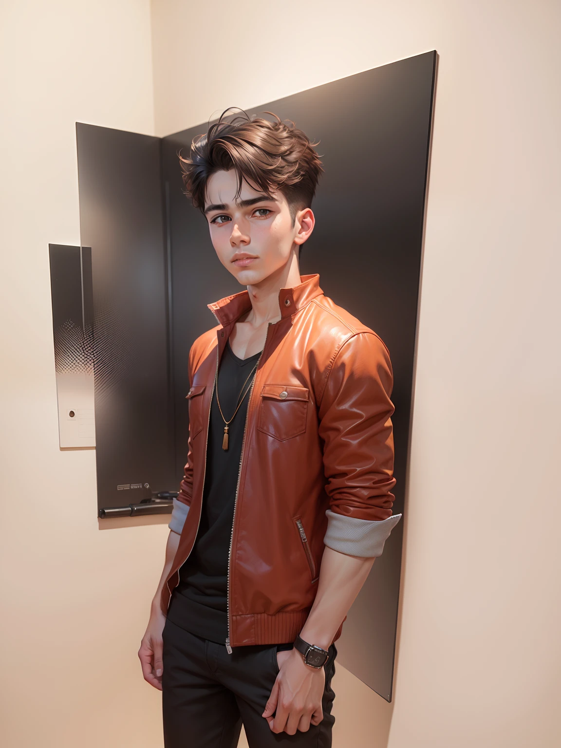 "Handsome boy with ultra-realistic rendering against a dynamically changing background."