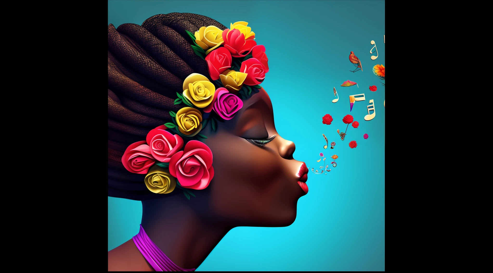 um close up de uma mulher com flores no cabelo, beautiful artwork, afro feito de flores, bela arte digital, obras de arte impressionantes, Princesa negra africana, magia negra, arte bonita, afrofuturista, epic 3 d oshun, Arte digital, arte linda, futurismo afro, mulher africana, exquisite digital illustration, afrocentric mysticism, musa bonita, simplesmente lindo