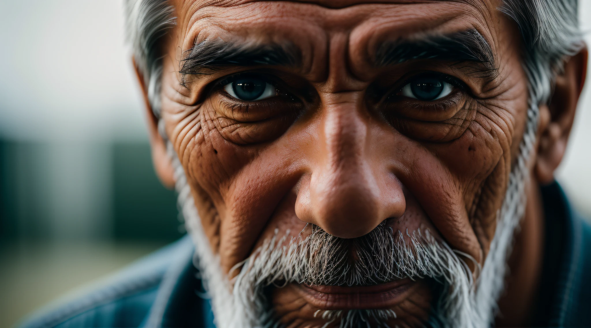 Detailed shot of old man ,60 years, tall, dark hair colour, light skin colour, taken with a Leica M6 and a Leica 75mm F1.25 Noctilux, atmospheric lens.