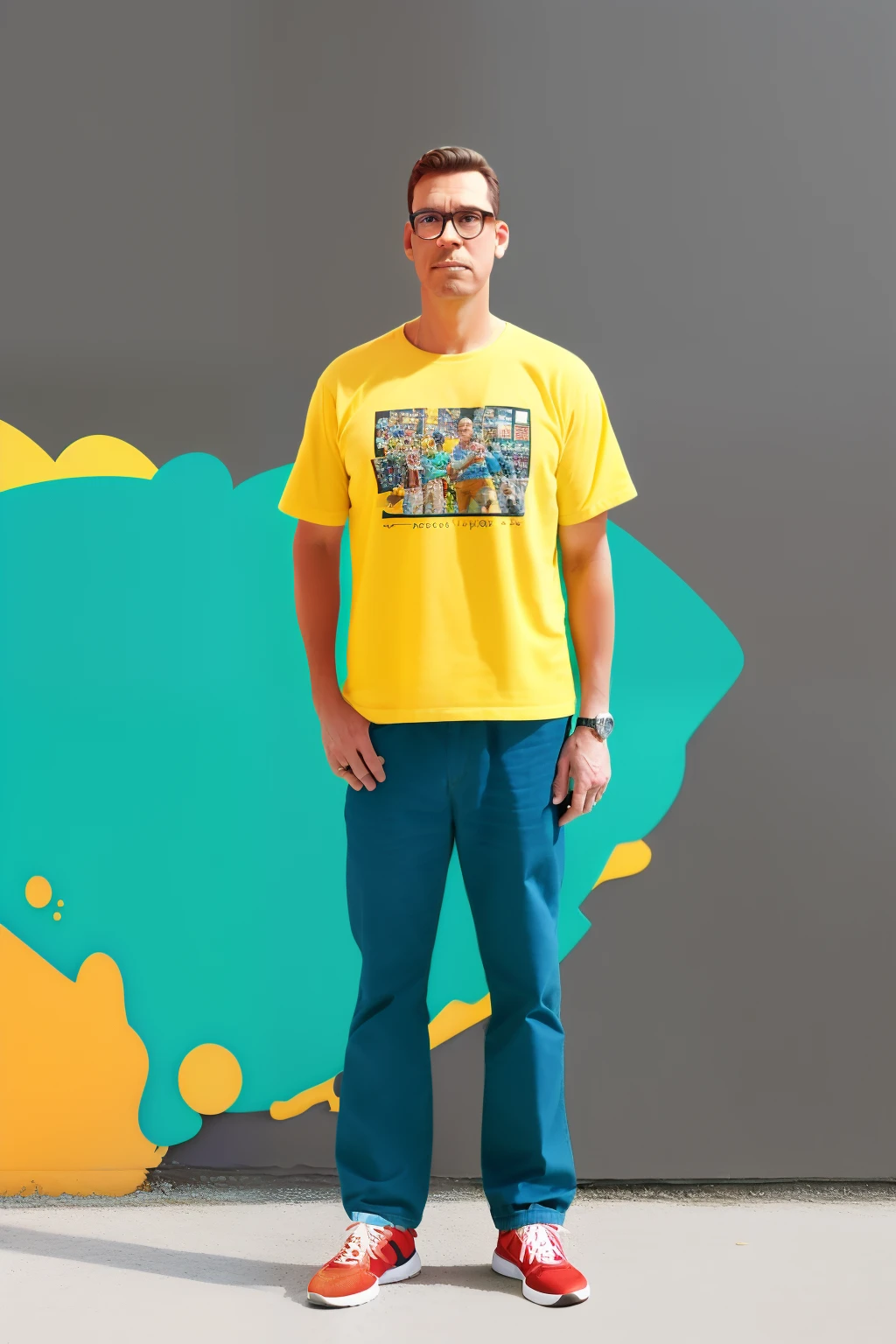 guttonerdvision10, [Man with glasses], full body, pixarstyle, rendering, Cartoon, popmart, hyper-realisticstyle