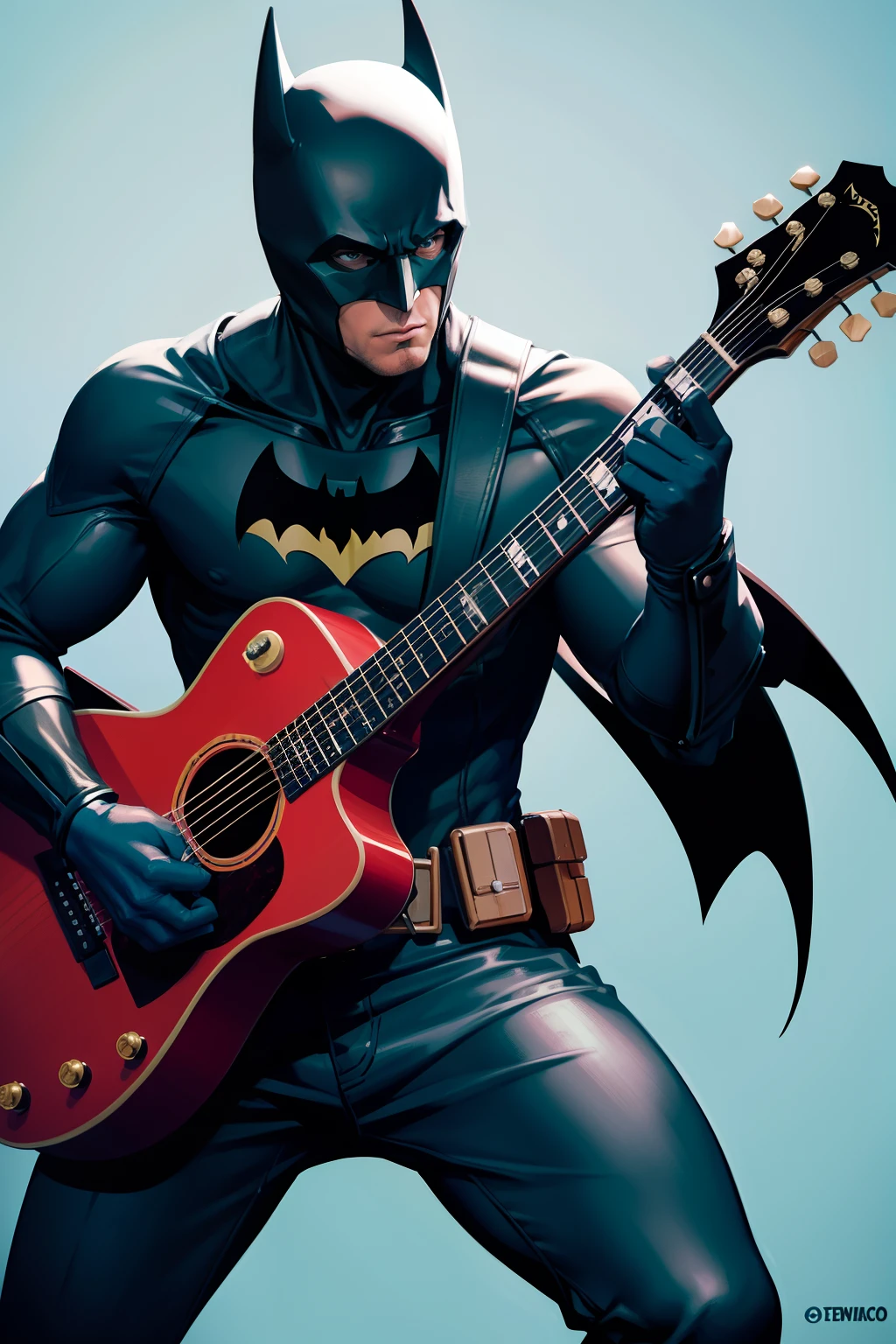 batman tocando guitarra no escuro