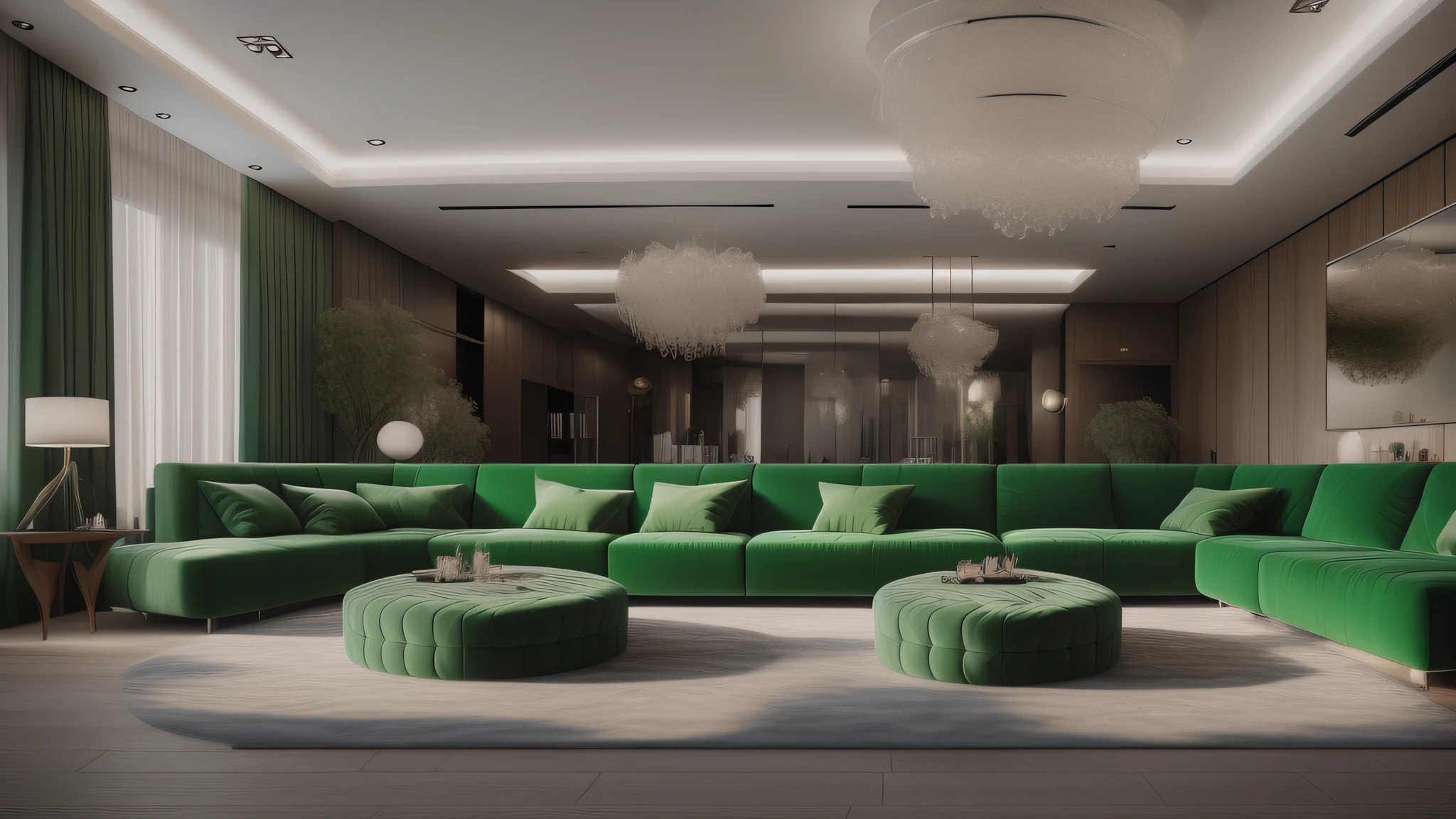(masterpiece),(high quality), best quality, real,(realistic), super detailed, (full detail),(4k),8k,interior,living room,green