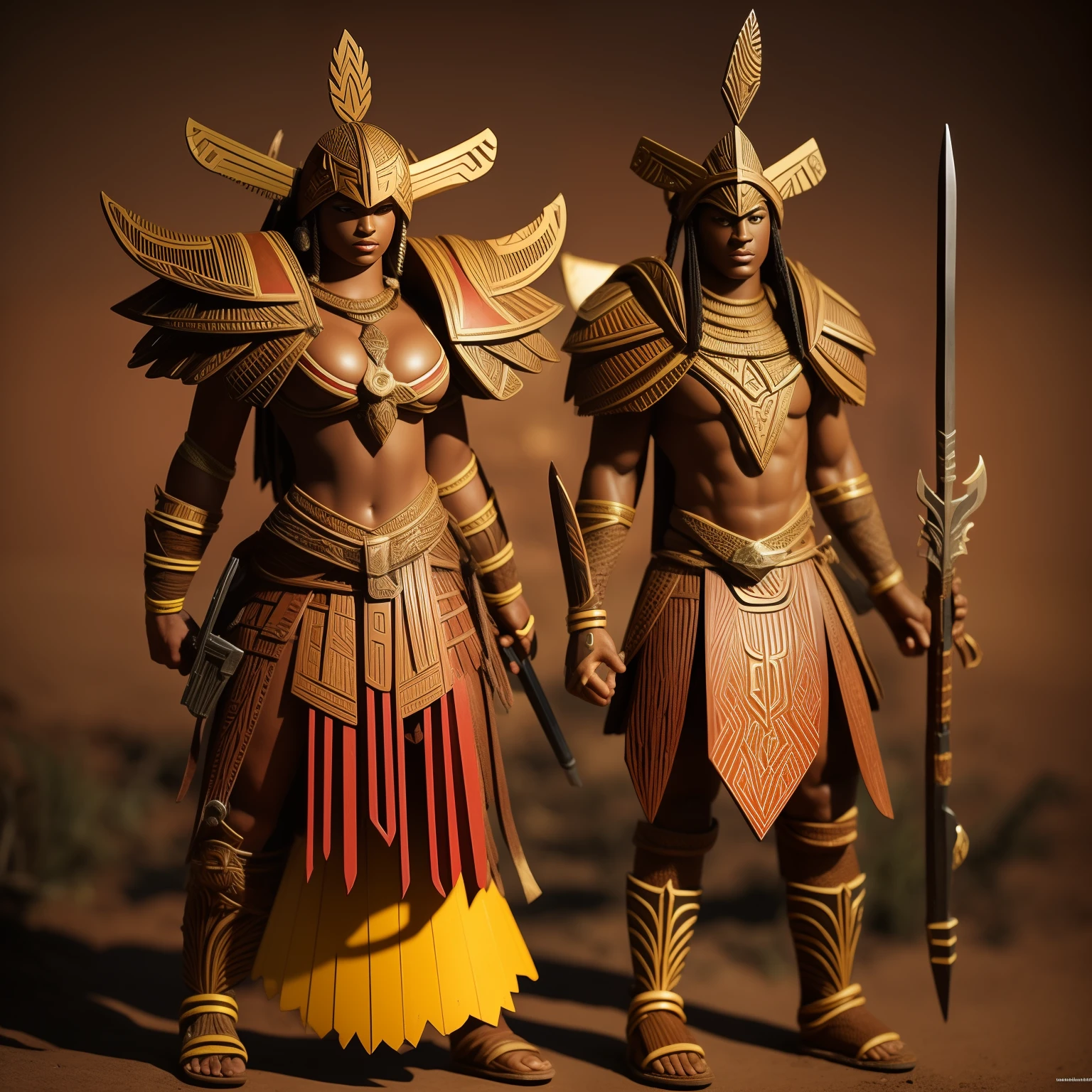 hermosa, sexy, Full body African Zulu warrior, dressed in a characteristic outfit carrying a deadly spear, agazapada en la jungla asechando a su presa, gran angular, ultra detallada, imagen 3 D, 34K resolution, octanaje renderizado, detalle intricado, volumetric illumination, Efecto Vidrio roto. Photo style 50mm lens, apertura F 2.5. Sugerencias: No debe salir: Borroso, 2 cabezas, 2 caras, Anatomy bag, malas proporciones, mal arte, mal dibujado, cara mal dibujada, mutado, mutilado, extremidades extras, extremidades perdidas, extremidades, flotantes, extremidades fusionadas, fuera de foco, low res, cardboard, plastic