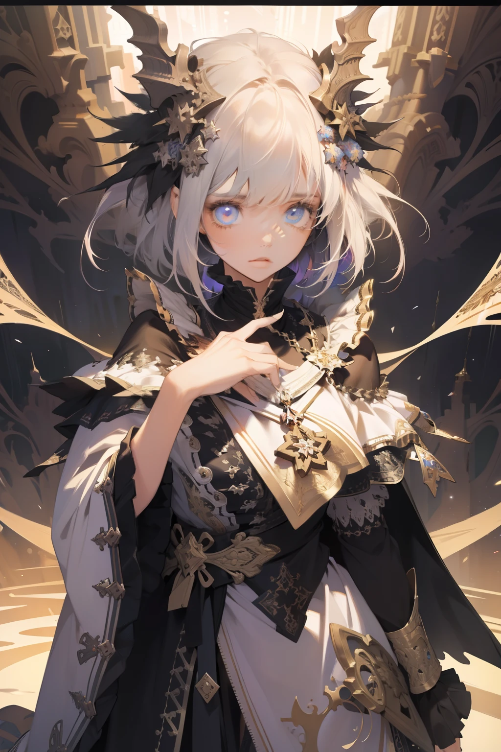 (absurdres, highres, ultra detailed), 1girl, solo, extremely detailed eyes, (official art, beautiful and aesthetic:1.2), (fractal art:1.3), colorful, highest detailed