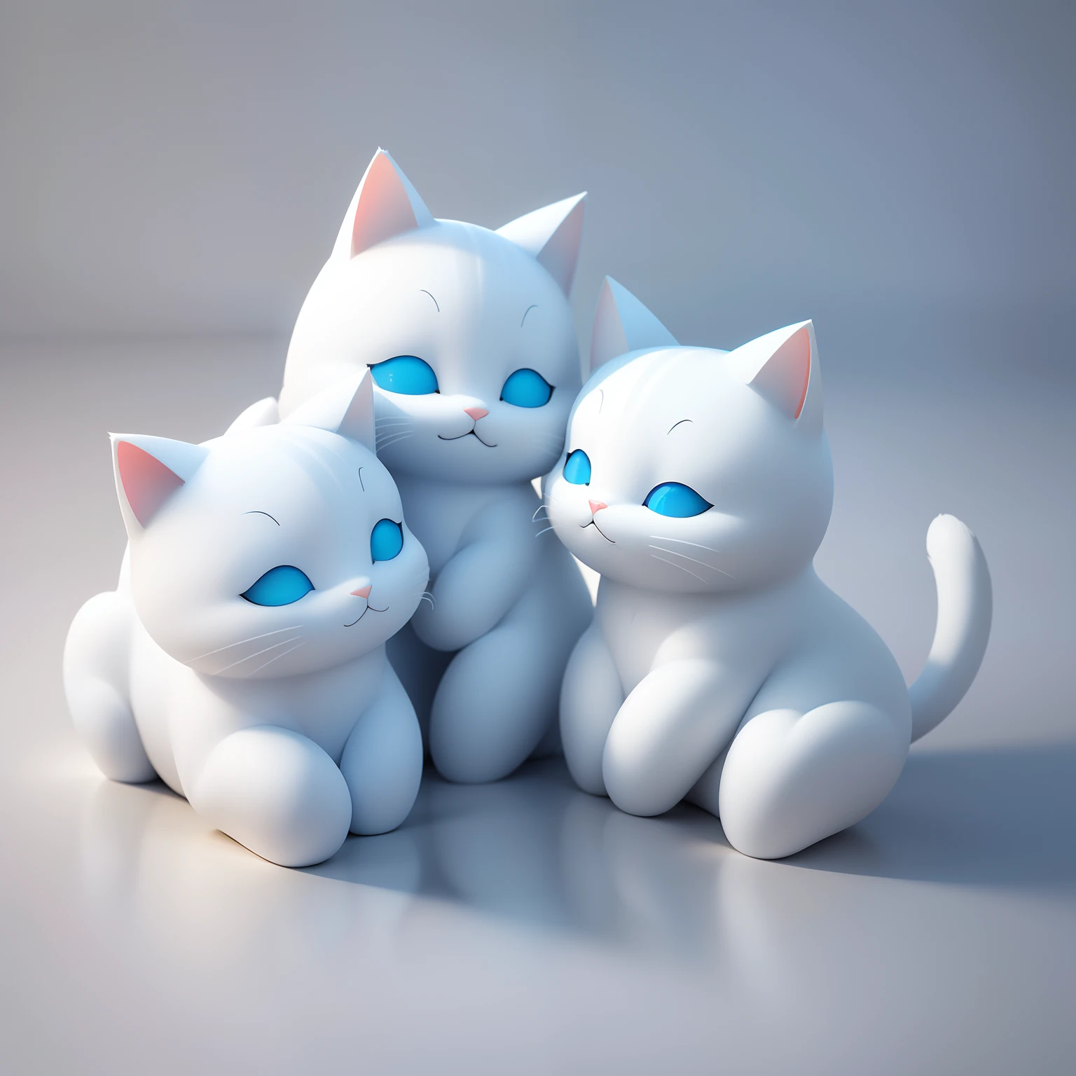 hight resolution、3D Line Art Logo, White cat、White tabby cat、Pale blue background、Minimalistic and simple logo、smooth illustration、monochromes,