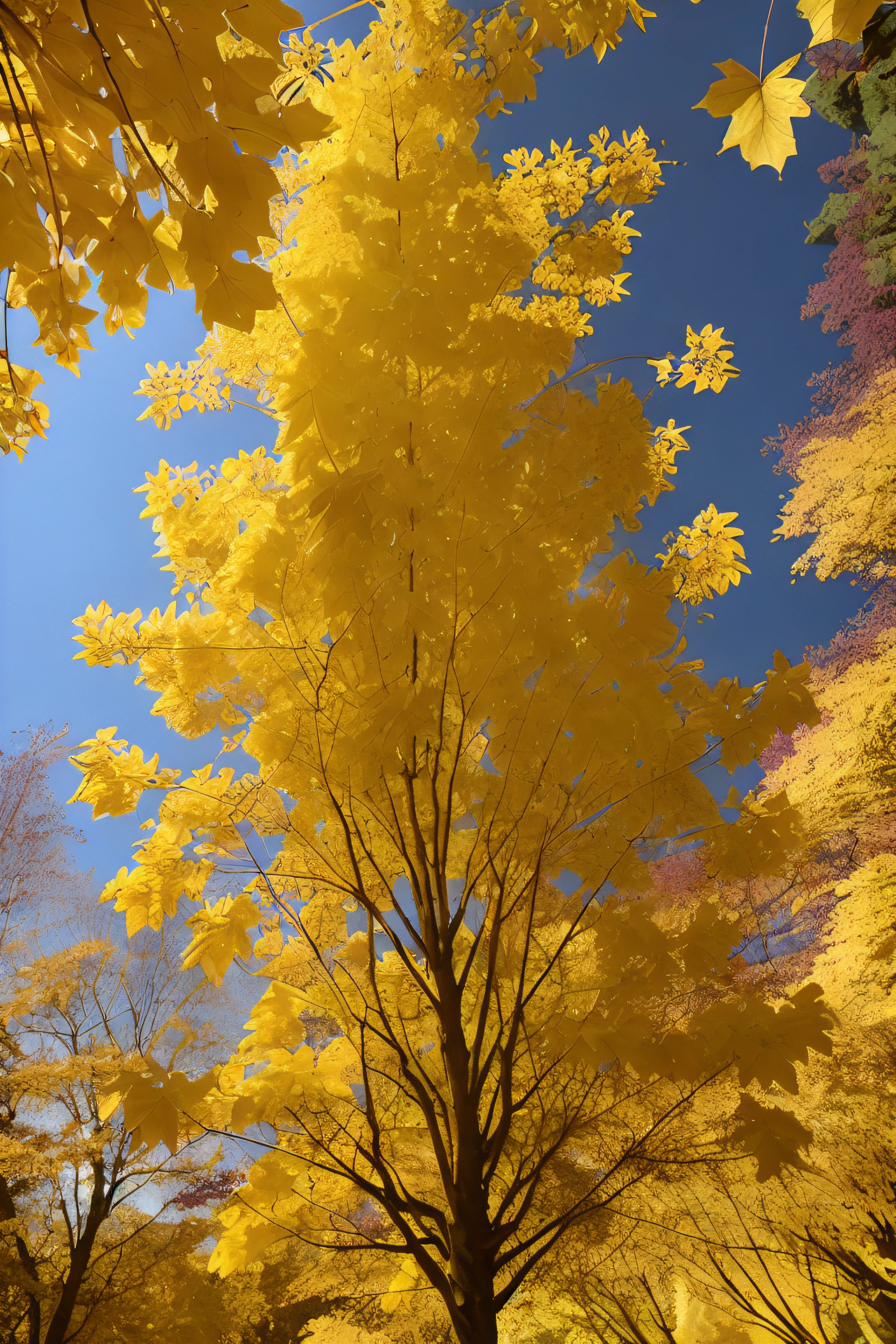 rogowoarboretum beautiful tree with yellow leaves, intricate detail, sunny weather, natural lighting, very sharp