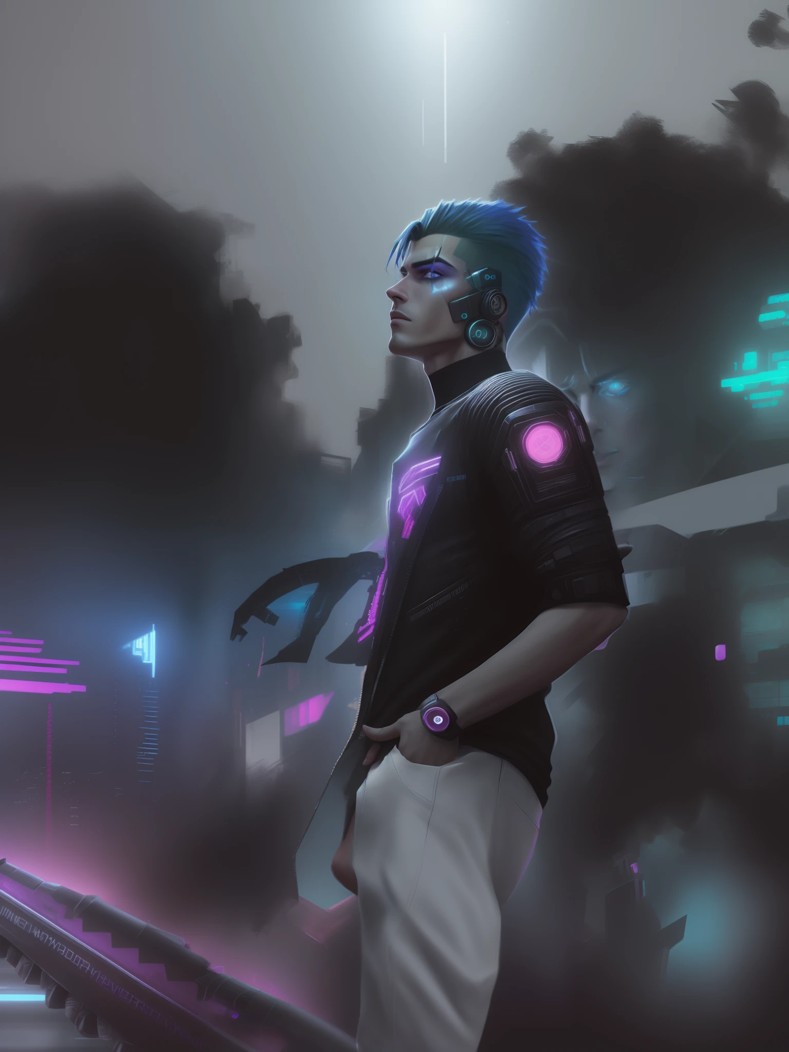 Change background cyberpunk handsome boy, realistic face, 8k, ulta realistic