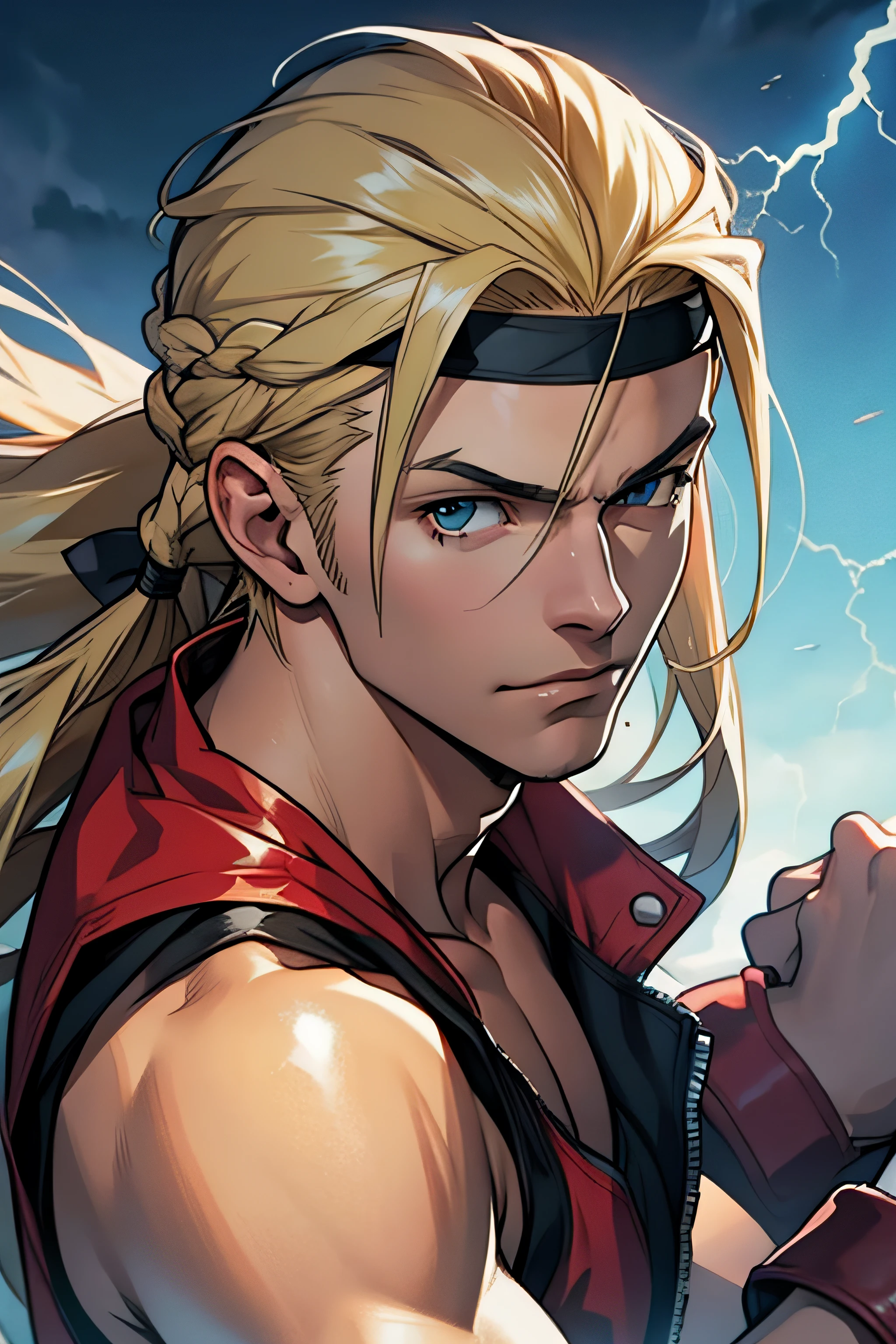 Terry Bogard, raios, thunder, thunder , cabelo blond