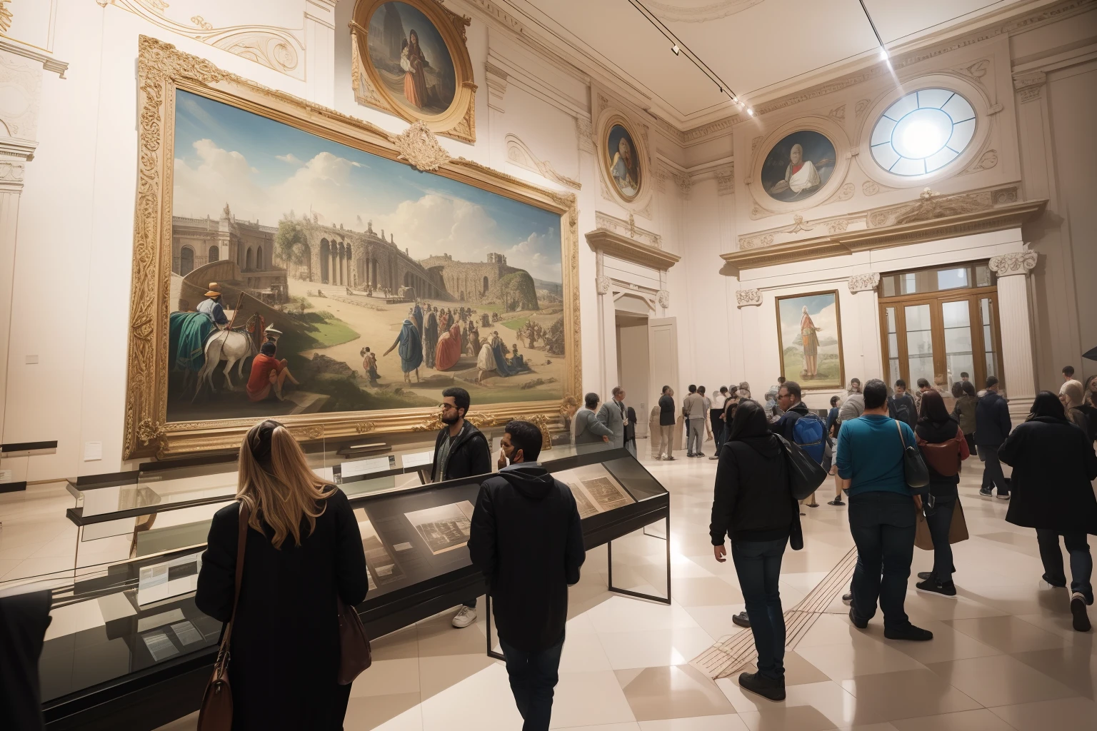 Pessoas no museu, realista 4k.