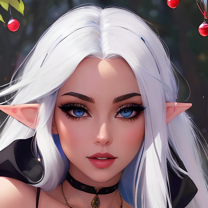 a woman with white hair and blue eyes wearing a black dress, elf girl, elven character with smirk, portrait of an elf queen, ig model | artgerm, alexandra fomina artstation, wlop rossdraws, a portrait of an elf, portrait of an elf, female elf, deviantart artstation cgscosiety, perfect white haired girl