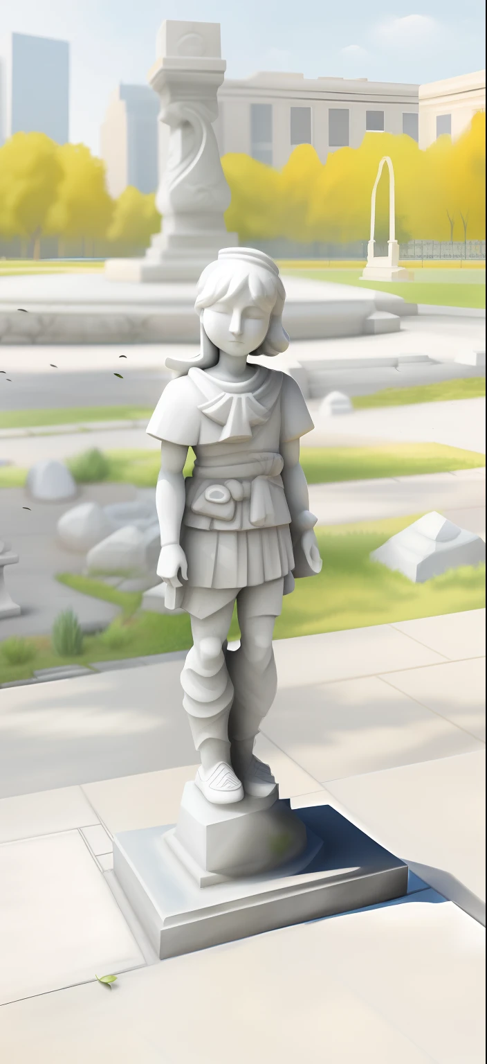 P into gray-white stone statues,In Park