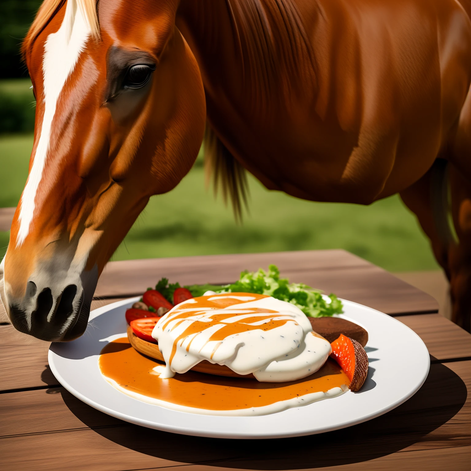 Horsey sauce, horse on a plate, concept art, 4k