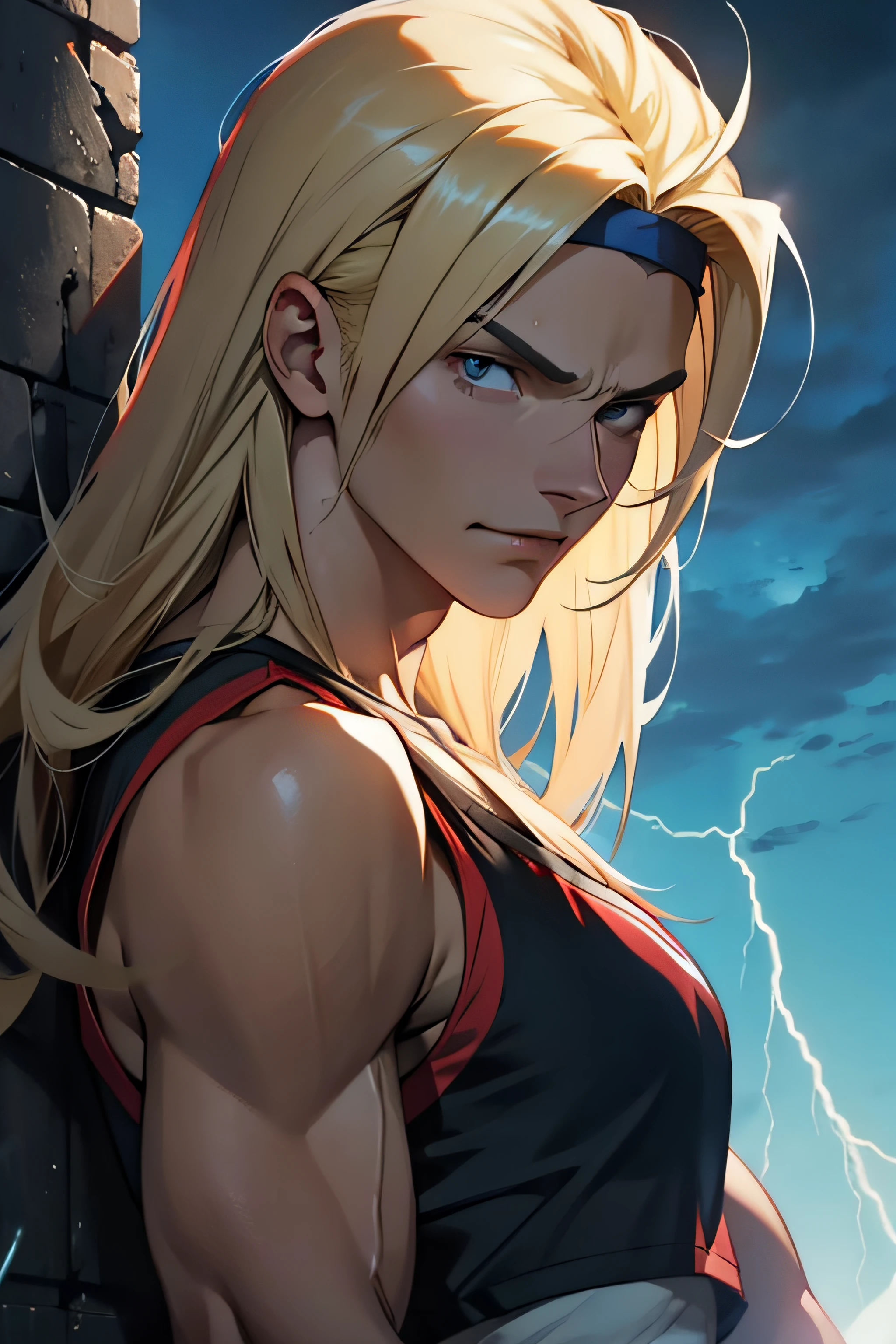 Terry Bogard, raios, thunder, thunder , cabelo blond