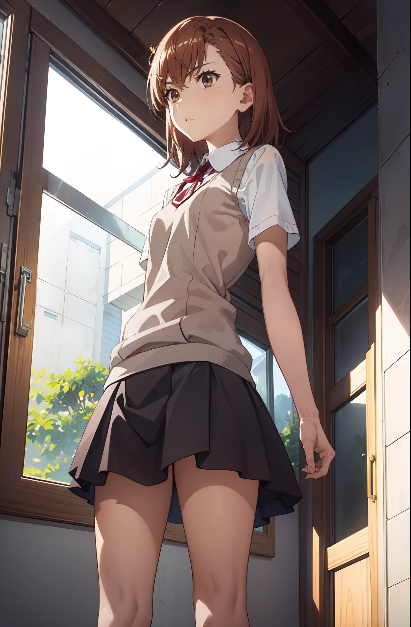 Una chica de anime en un campo de hierba,sentada en la hierba, 1girl, sola,piernas abiertas,Exposed , completamente desnuda, sin censura,piernas abiertas,obra maestra,mejor calidad,censurado, brown hair, Misaka Mikoto, brown eyes, senos, small breasts, completamente , , sonrojarse, Cerco, Censura de mosaicos, pelo corto, piernas abiertas, valla de alambre, tag