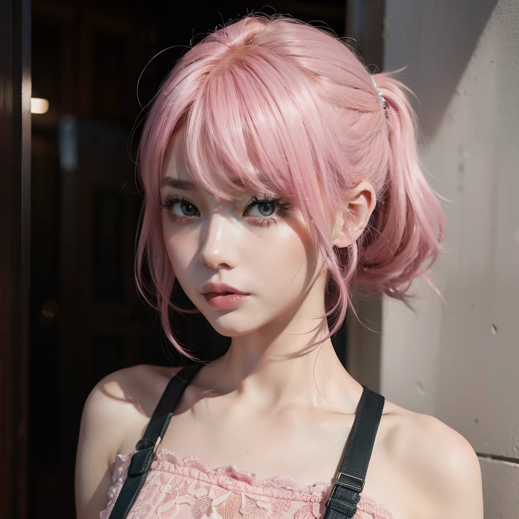 with pink hair