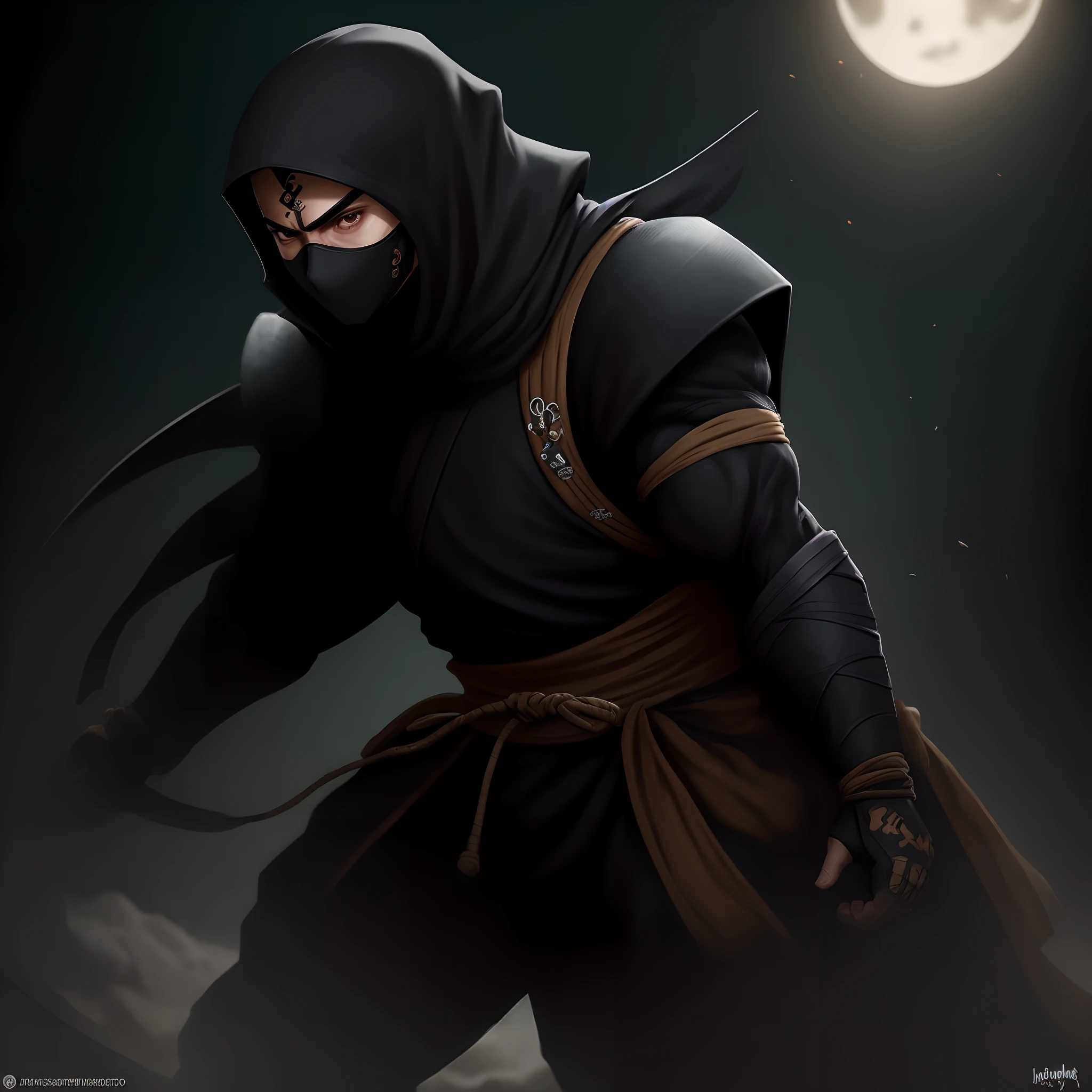 Guerreiro ninja com fundo bonito preto e branco ultra-realista 4k