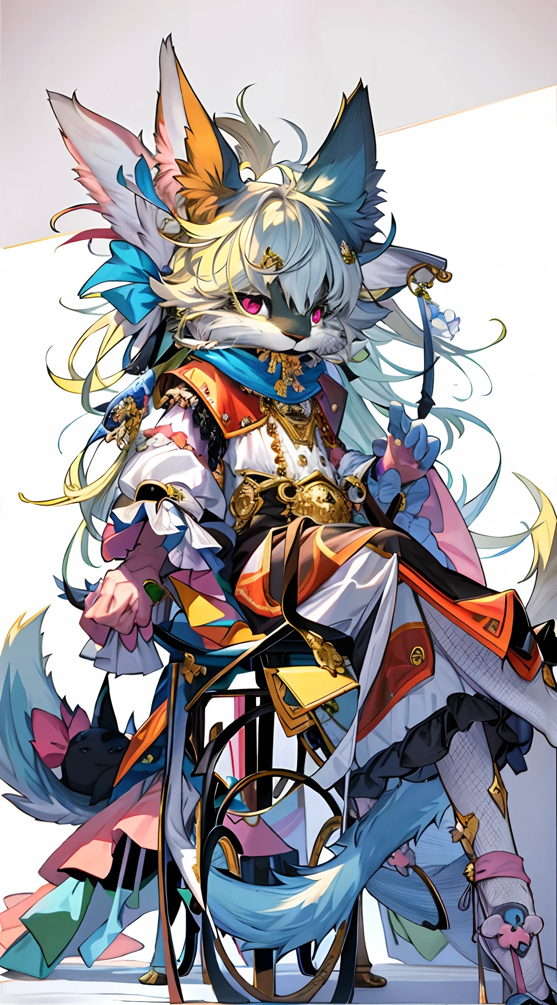 Cute cat, high quality colorful sketch, A high resolution,A favorite art style, style of anime, Fine art style, A high resolution,Detailed fanart, very very beautiful furry art, full resolution, Harmony PFP, Artistically, style of anime, an anthro cat, A high resolution,romanticism lain,Pubic area is clear,High-quality masterpieces,background bedroom,Pink bed,Exercise sitting