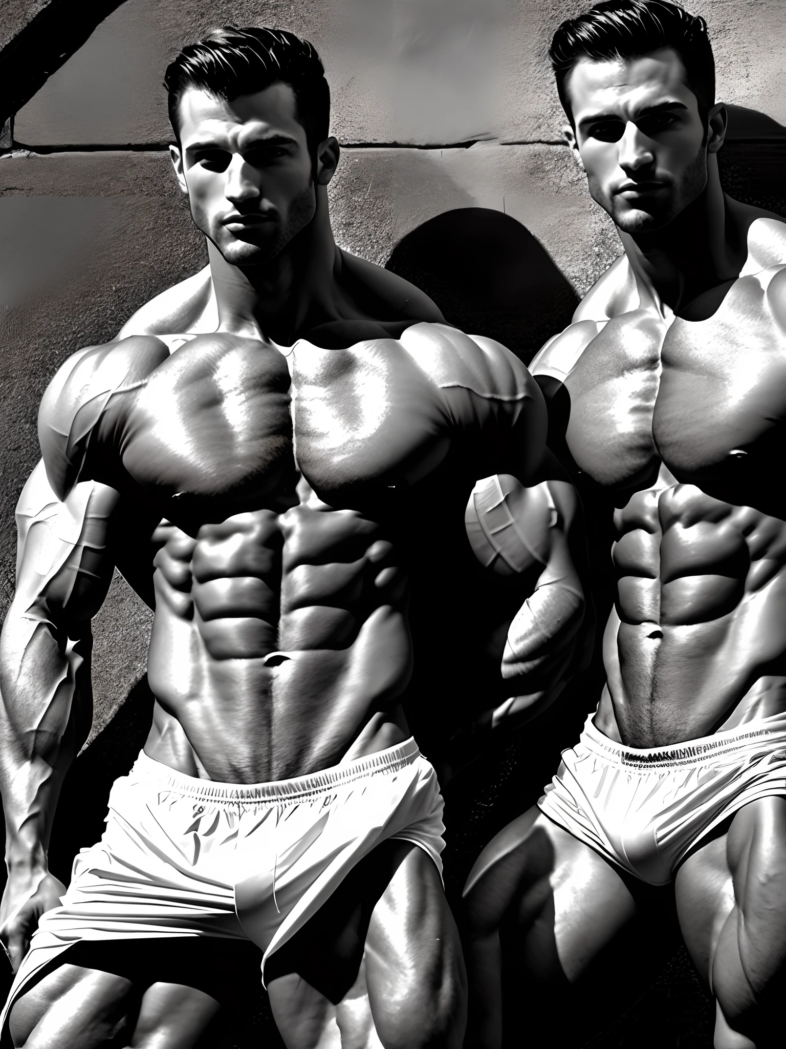 muscle men,photorealestic