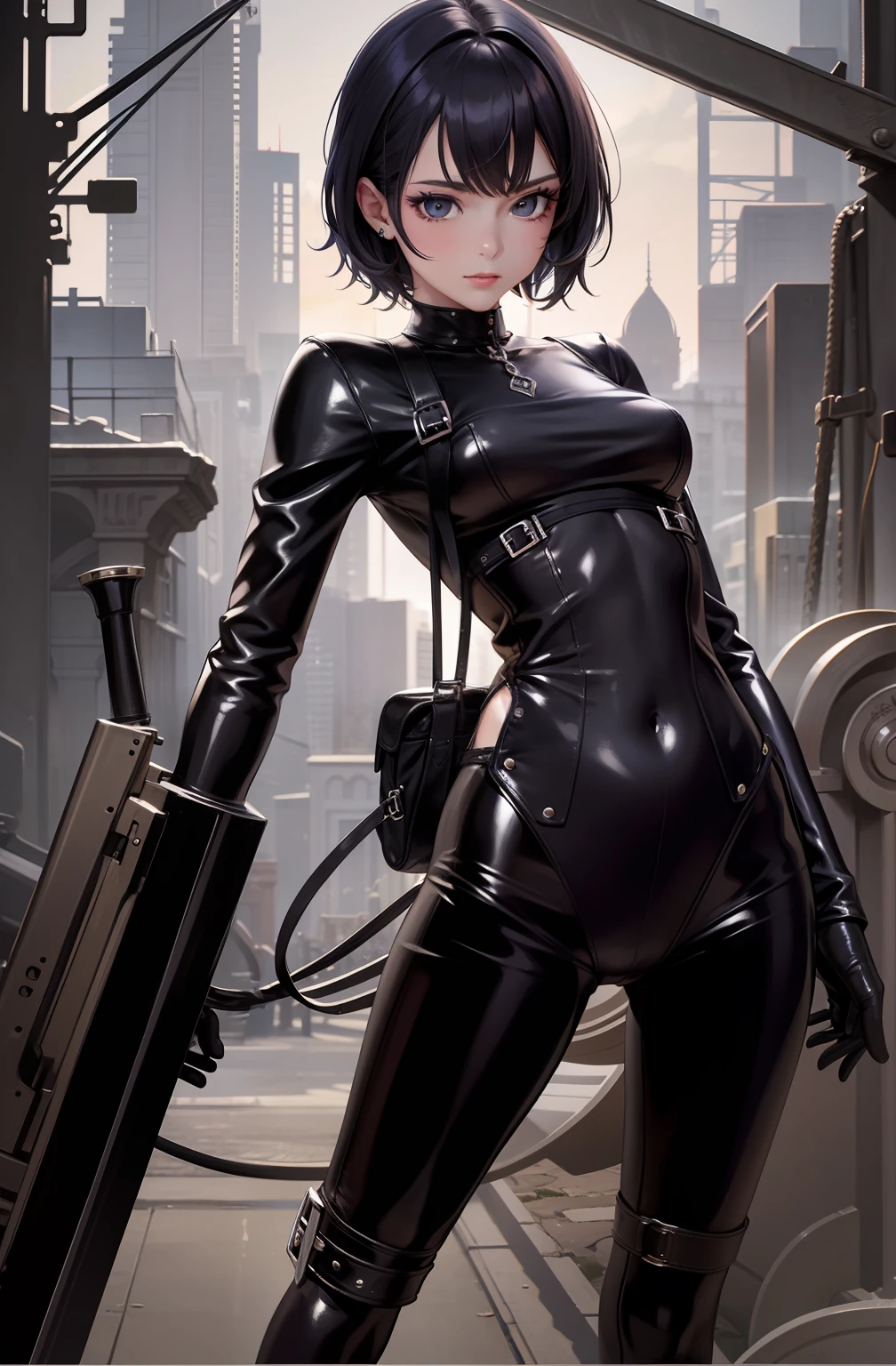 Masterpiece, highest quality, high resolution, solo, bdsm outfit, gothic
