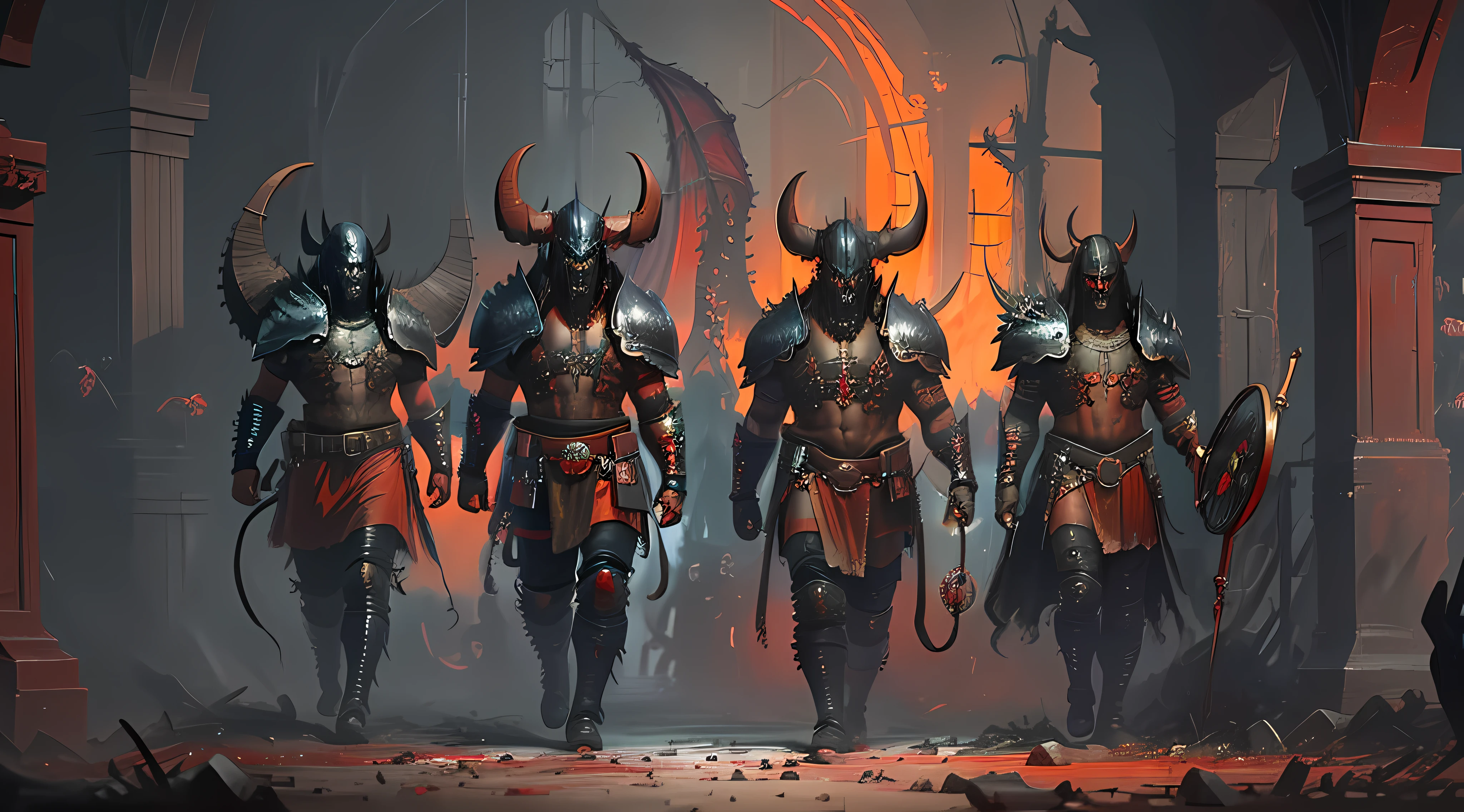 (promise: 1.5) [best quality:1.2] [artwork: 1.2] [(oil painting:1.2) II (multicolored:1.1) II (depiction of red and black demons) II (fantasy) II (darkness)], photo RAW, 8k, masterpiece, realistic