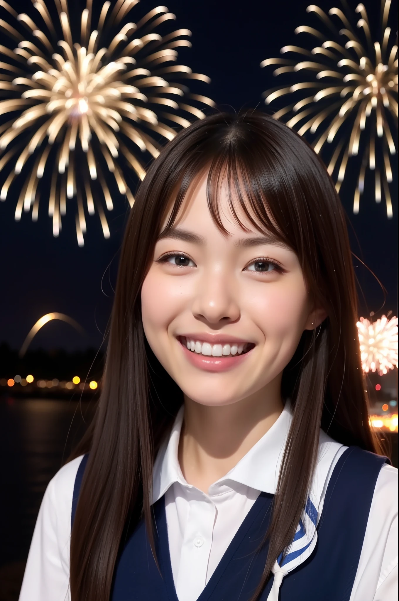 a smile、hi-school girl、Fireworks Festival