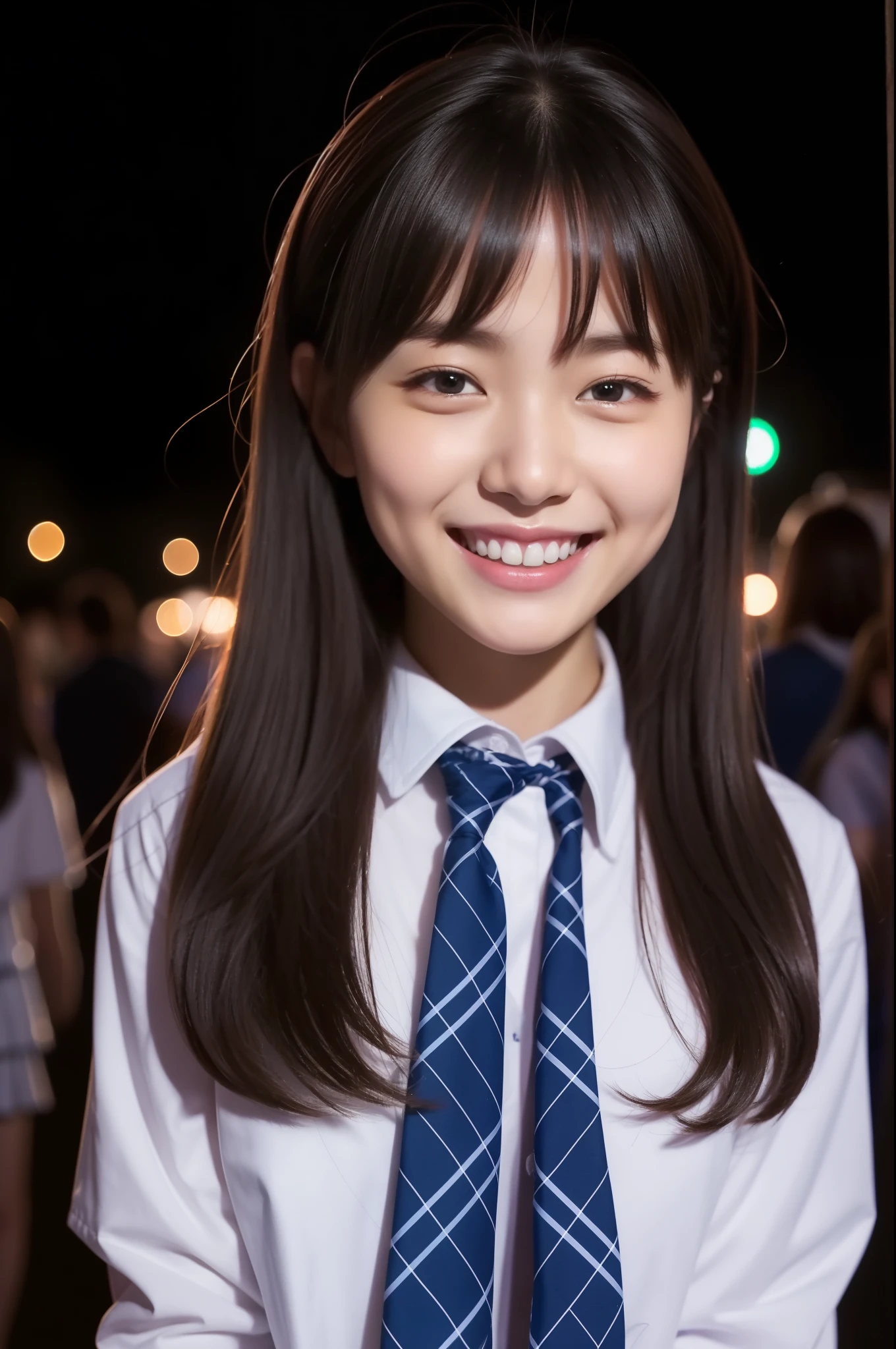 a smile、hi-school girl、Night festival