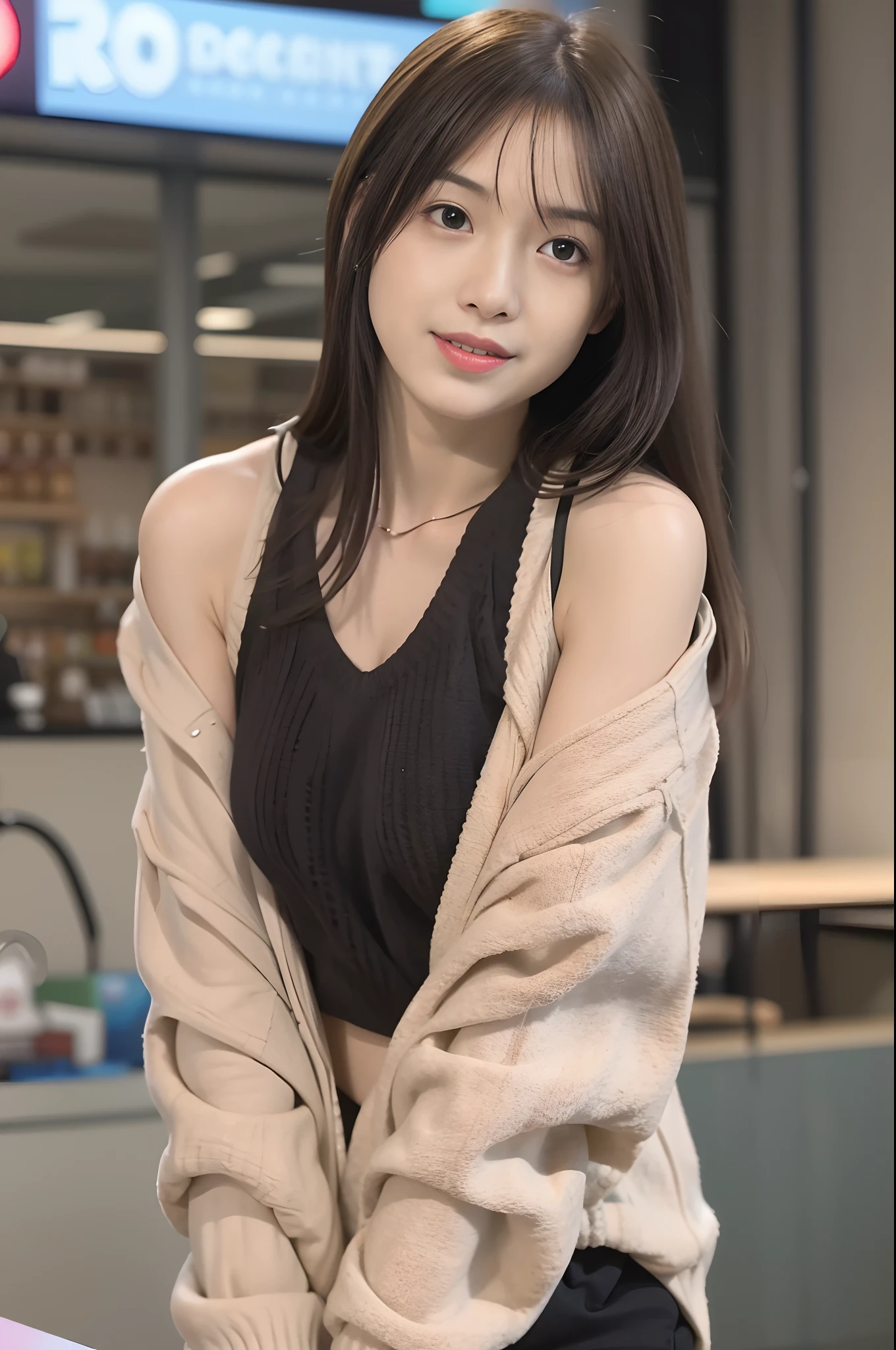 mix4, (8K, RAW images, best qualtiy, tmasterpiece: 1.2), (realisticlying, Realistic pictures: 1.37) ,1girll, adolable, scenecy, the night, Sateen, dampness, profesional lighting, photon maping, Radio City, Physically based displays,cropped shoulders,adolable,shyexpression