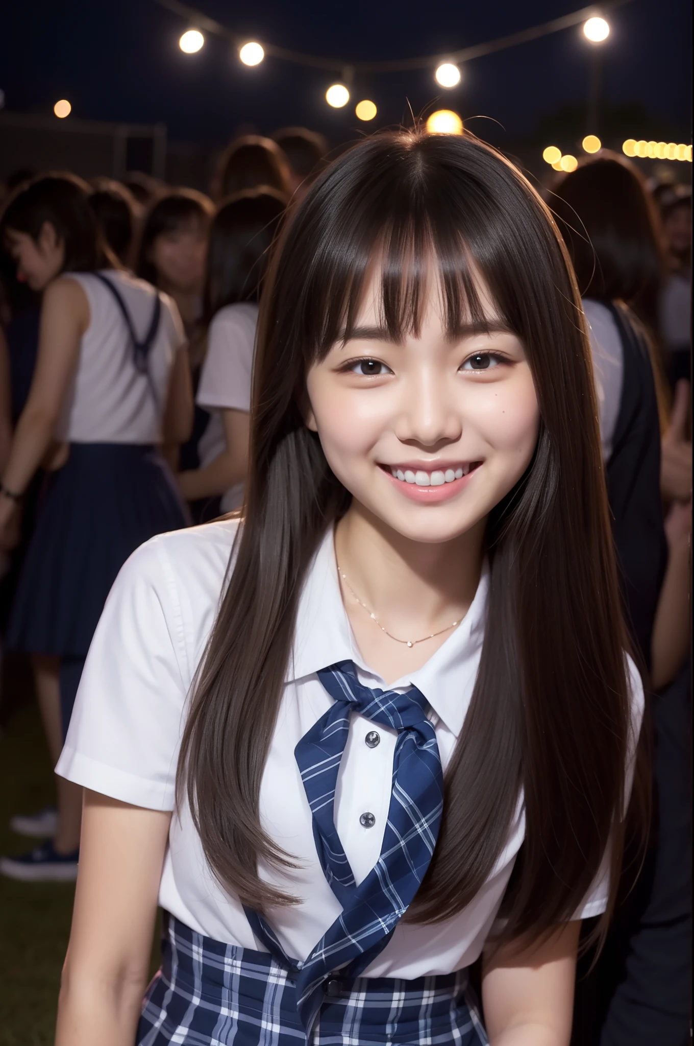 A smile、hi-school girl、Night festival